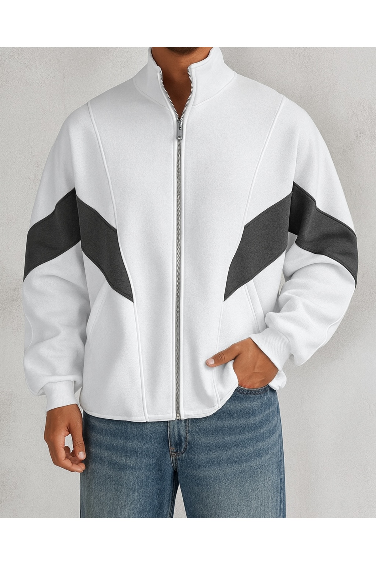 ROSS PIECE STRIPED FLEECE CARDIGAN