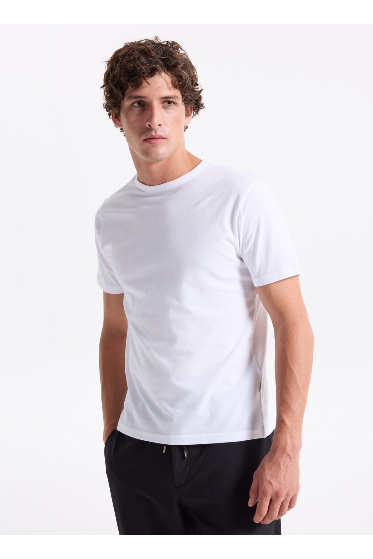 جک اند جونز تی شرت مردانه یقه سفید مردانه 12283659_JORSTYLING ICON TEE SS CN