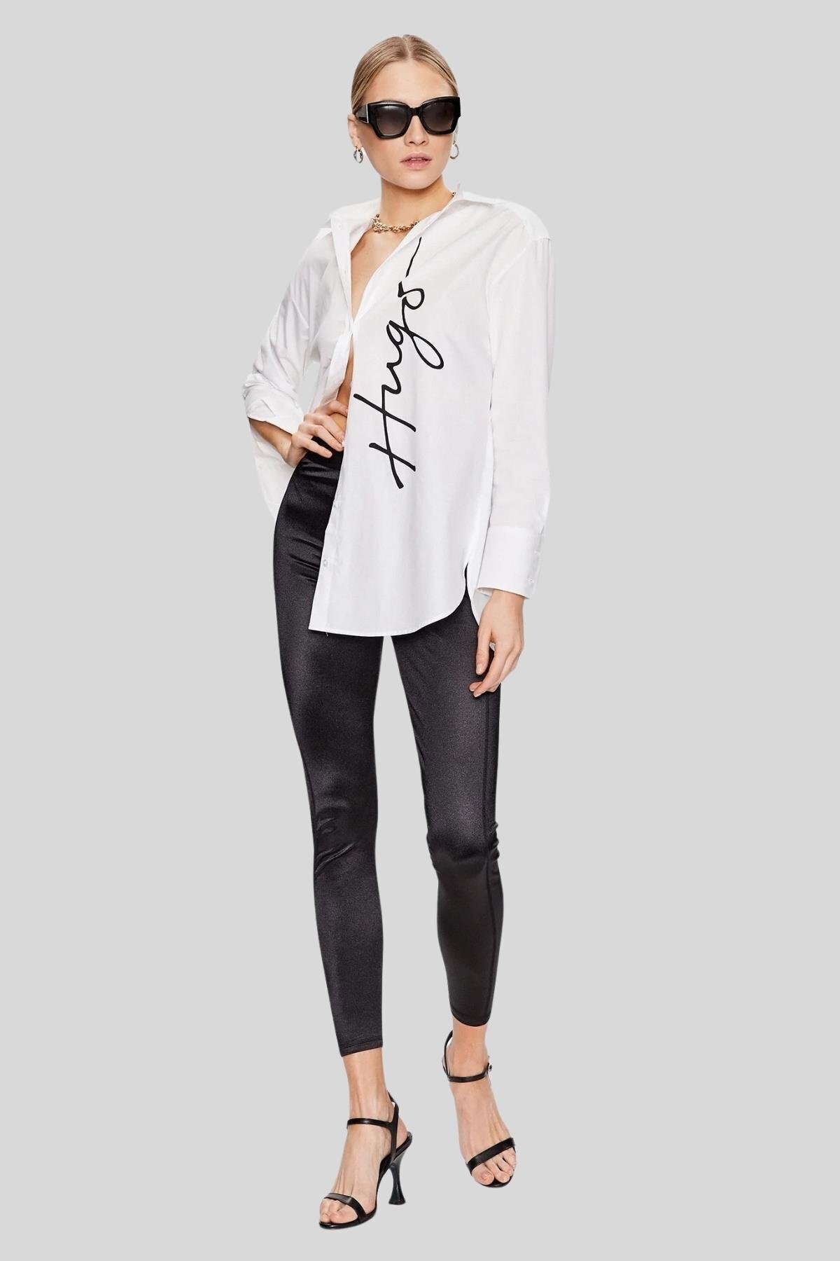 HUGO Kadın Uzun Kollu Gömlek Beyaz 100