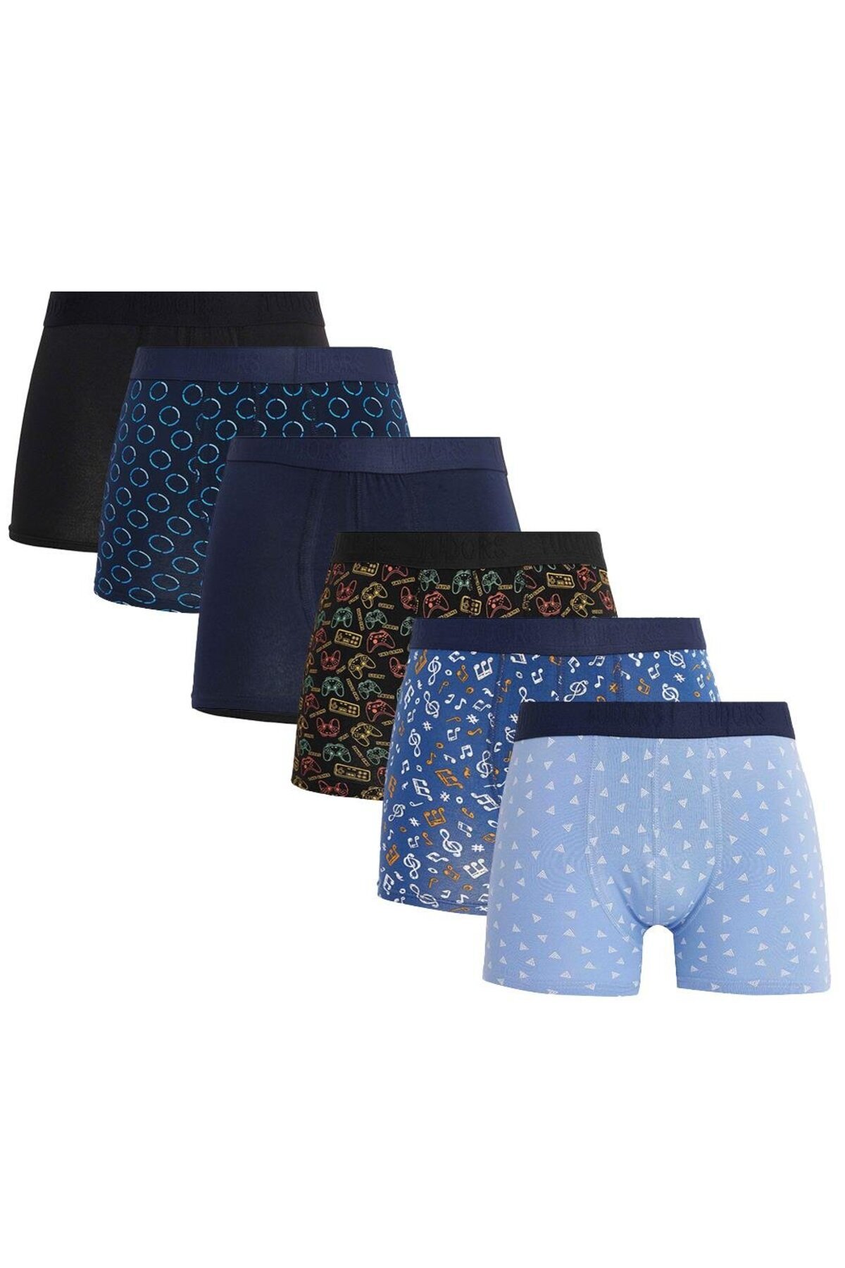 Tudors Erkek 6'lı Pamuklu Likralı Esnek Kumaş Boxer