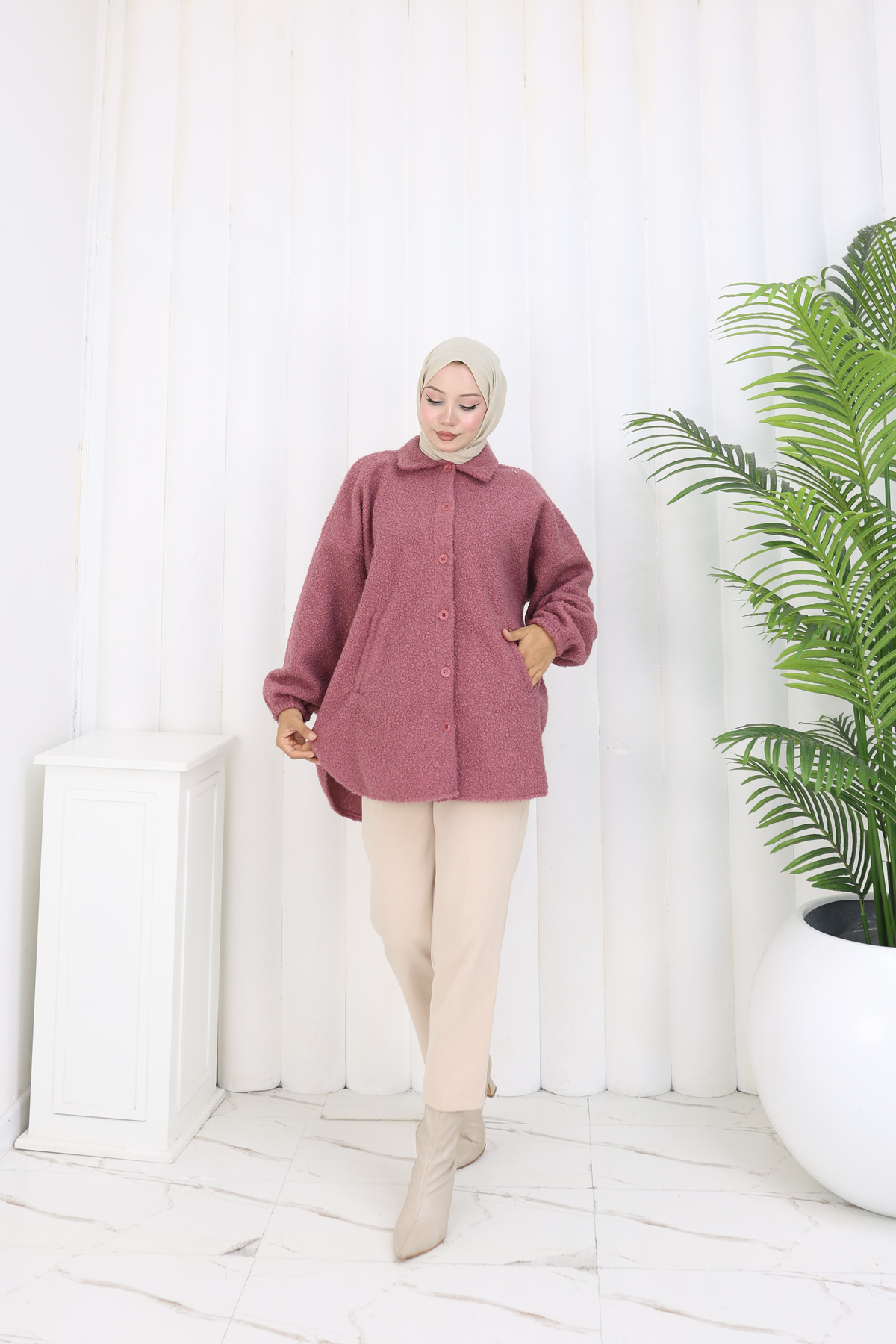 POM POM BOUQUET FABRIC STANDARD SIZE SHIRT JACKET