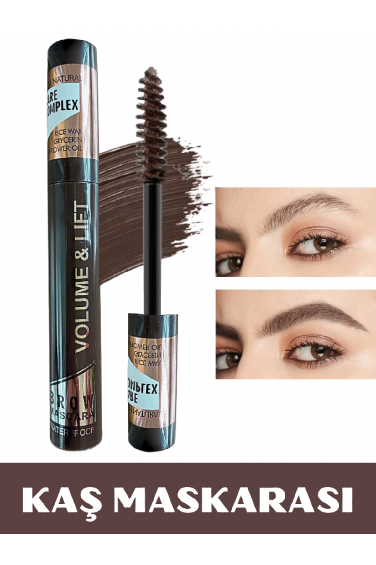 NUNUKO Kaş Maskarası - Eyebrow Mascara - 48 Saat Kalıcı Uzun Süre Kalıcı Suya Dayanıklı