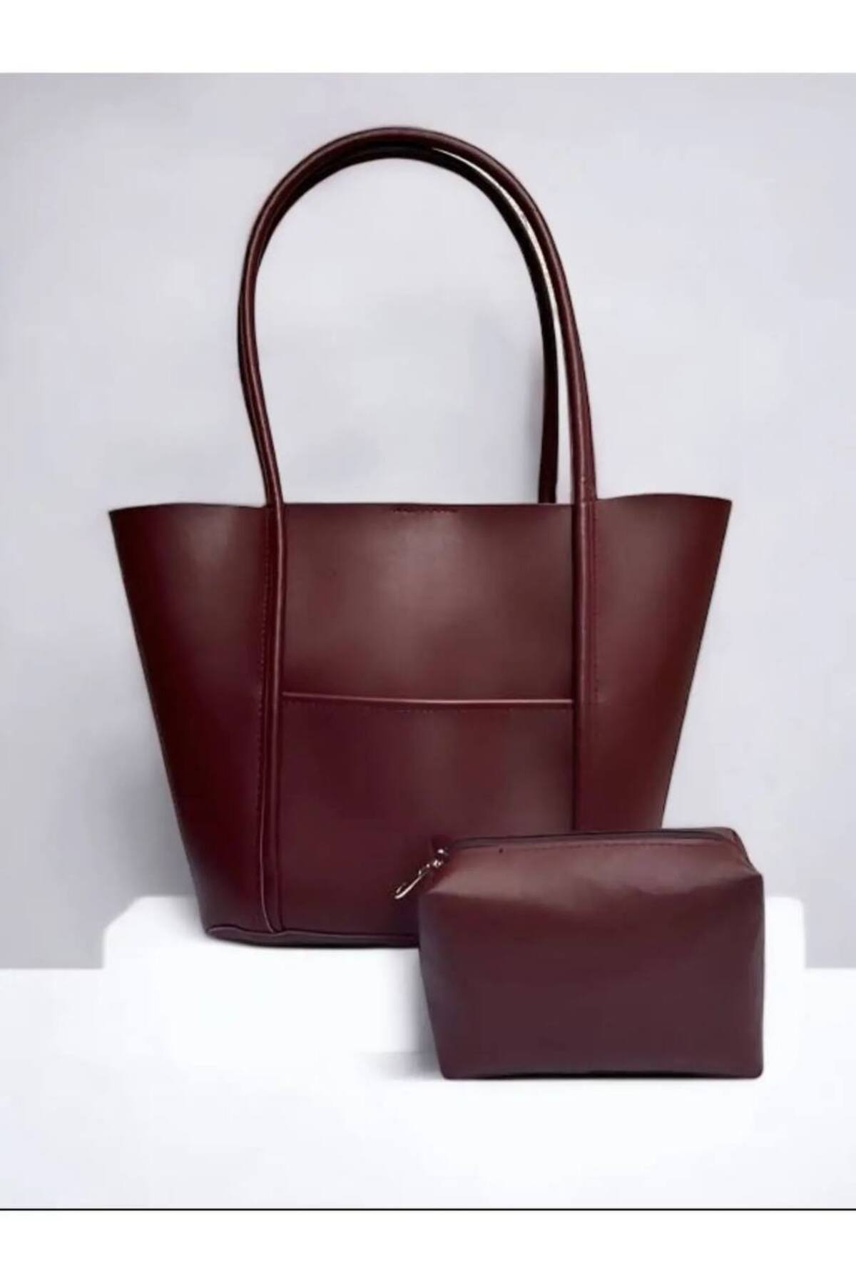 Bordo İtalya Model Kadın Makyaj Çanta Hediyeli Omuz Ve Kol Çantası