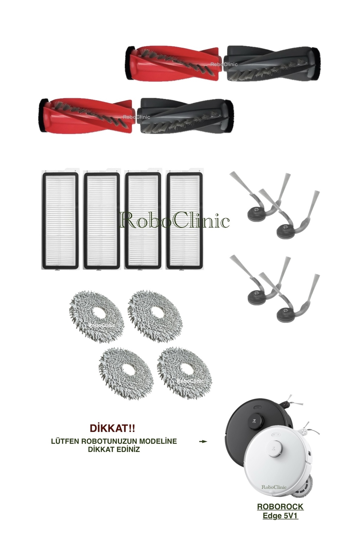 Roborock Qrevo Edge 5V1 Robot Vacuum Cleaner Compatible Replacement Brush, Hepa Filter, Mop-16 Pieces