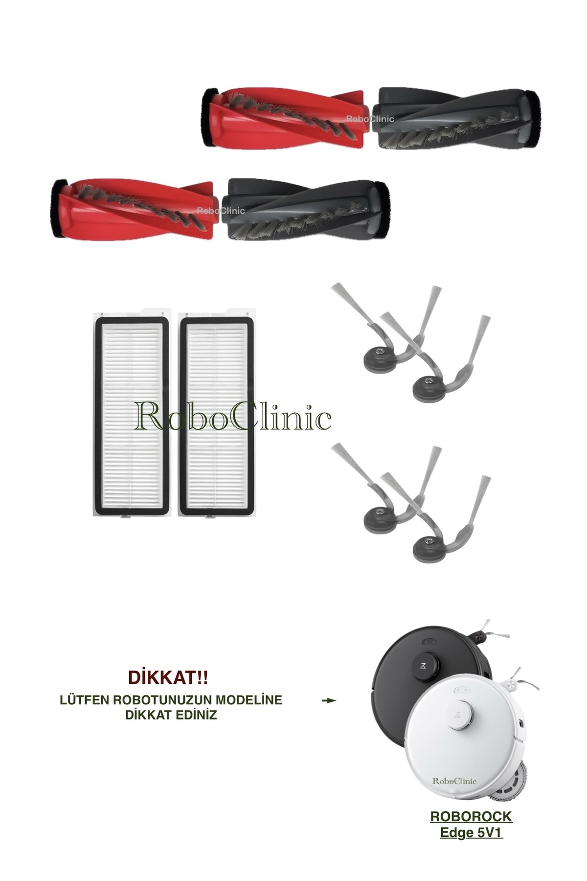 Roborock QRevo Edge 5V1 Robot Vacuum Cleaner Compatible Replacement Brush, Hepa Filter-10 Pieces