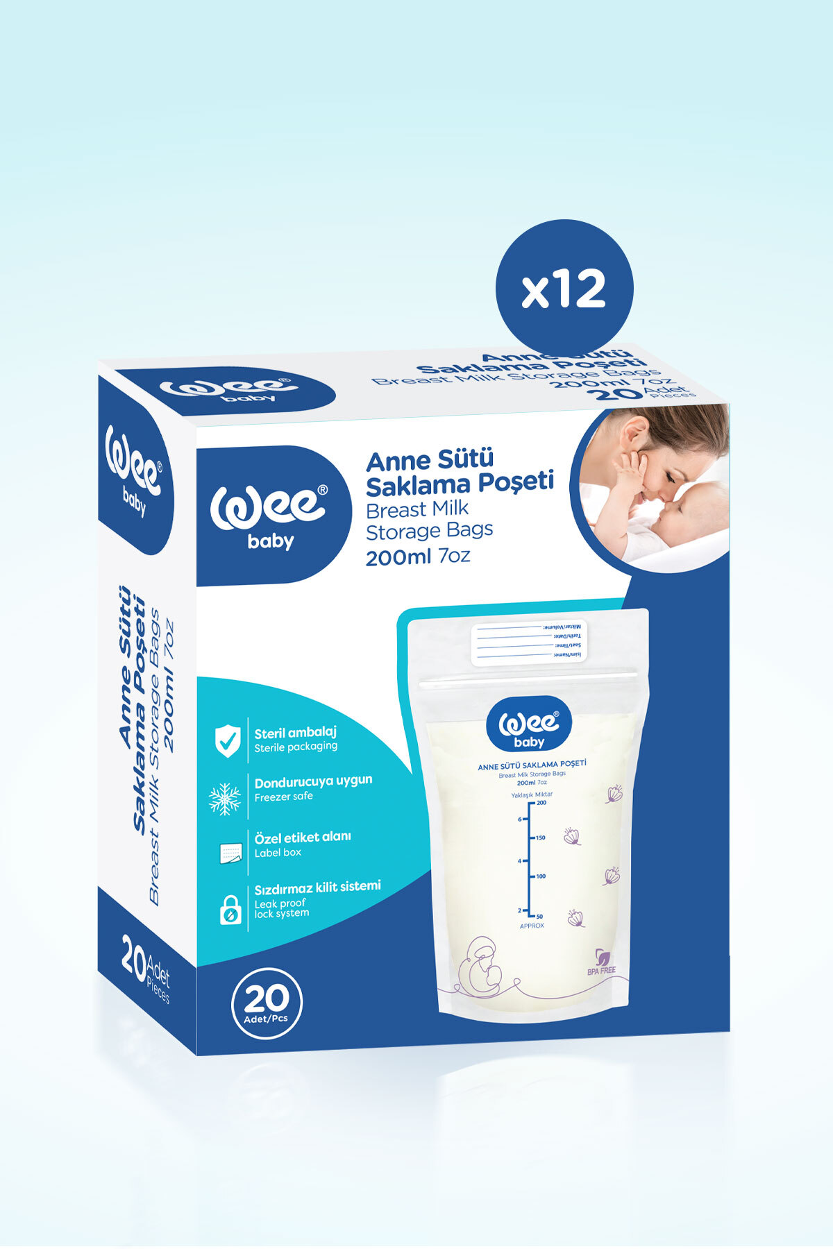 Wee Baby 20'li Anne Sütü Saklama Poşeti (20x12 240 Adet) fotoğrafı 3 (önizleme)