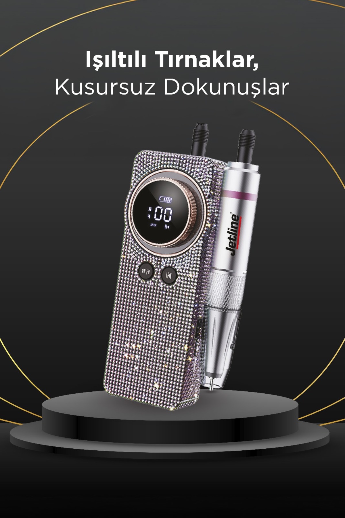 TRNKO1 Kristal Taşlı Seri Profesyonel Tırnak Törpü Manikür Pedikür Makinesi 10 Başlıklı Seri — JETLİNETAŞLISERİTRNK01 — تصویر 4 از 8