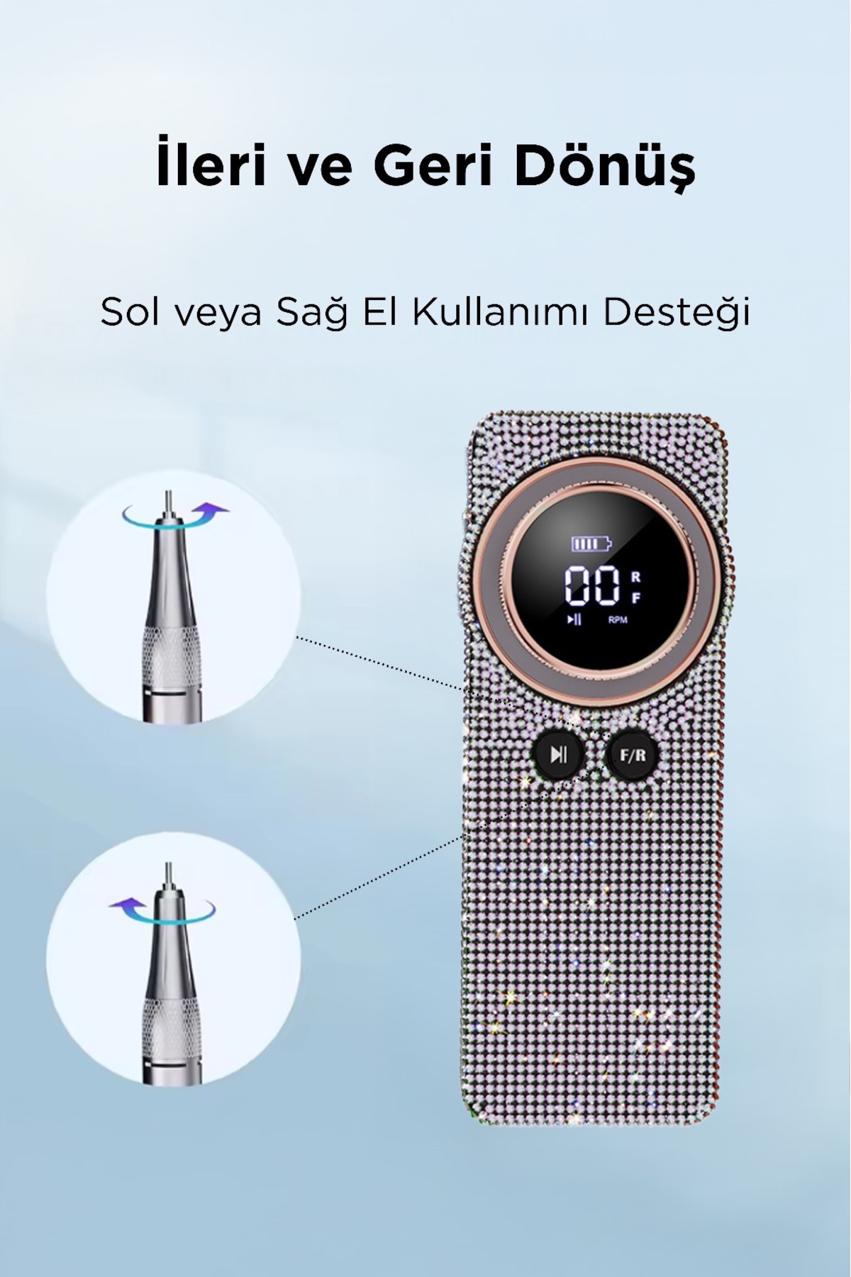 TRNKO1 Kristal Taşlı Seri Profesyonel Tırnak Törpü Manikür Pedikür Makinesi 10 Başlıklı Seri — JETLİNETAŞLISERİTRNK01 — تصویر 7 از 8