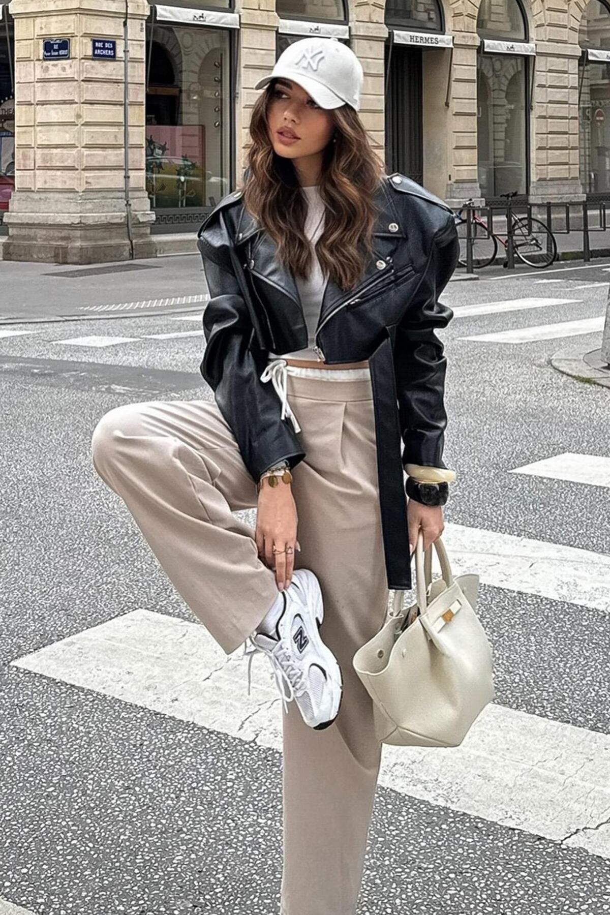 Madmext  Bej Çift Bel Bantlı Wide Leg Kadın Pantolon MG2551 - Görsel 3