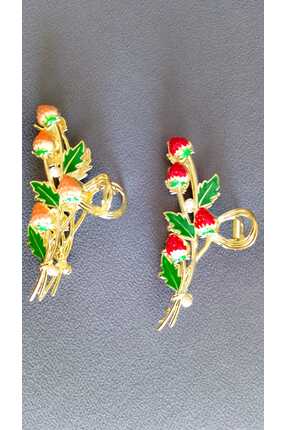 ŞEHRAZAT HANDMADE TASARIM BÜYÜK BOY ÇİLEK FİGÜRLÜ METAL MANDAL SAÇ TOKASI