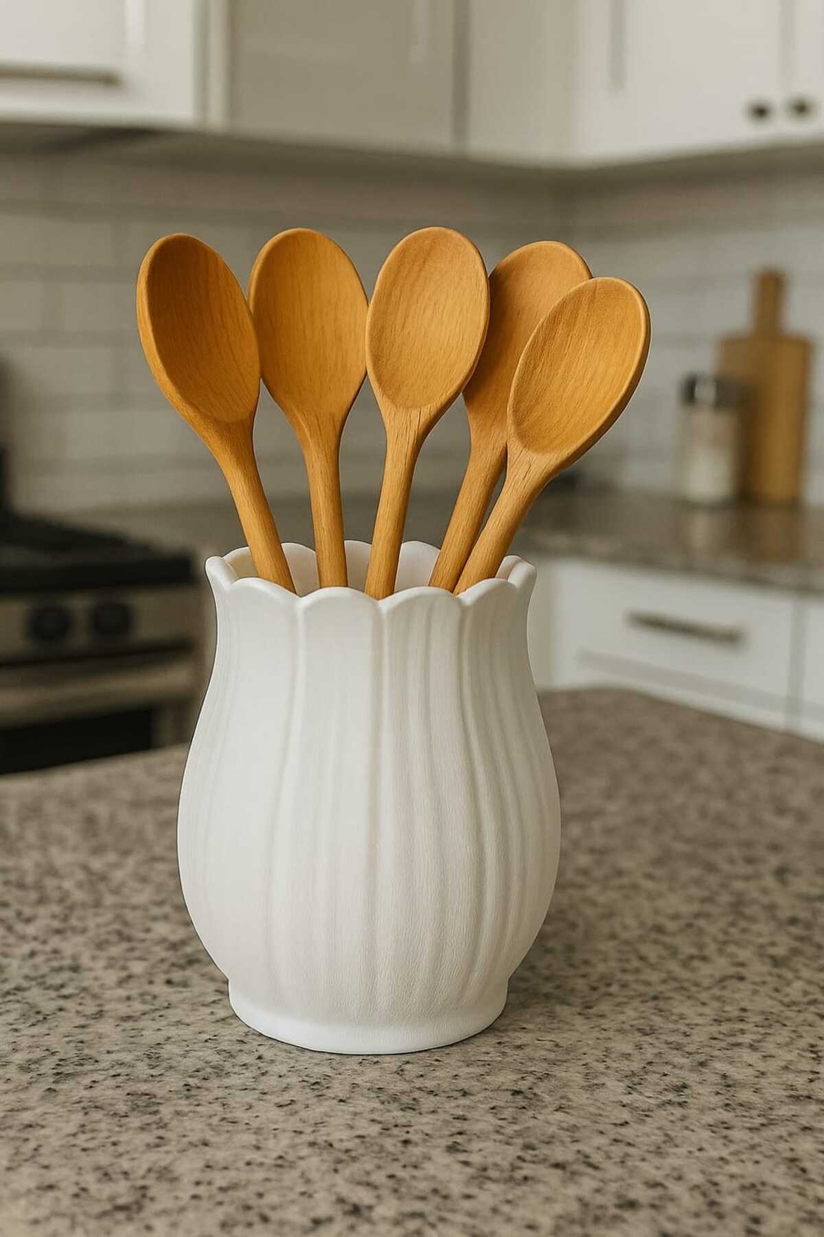 PAPİSAHOME PAPATYA Tezgah Üstü Dik Kaşıklık Düzenleyici Beyaz