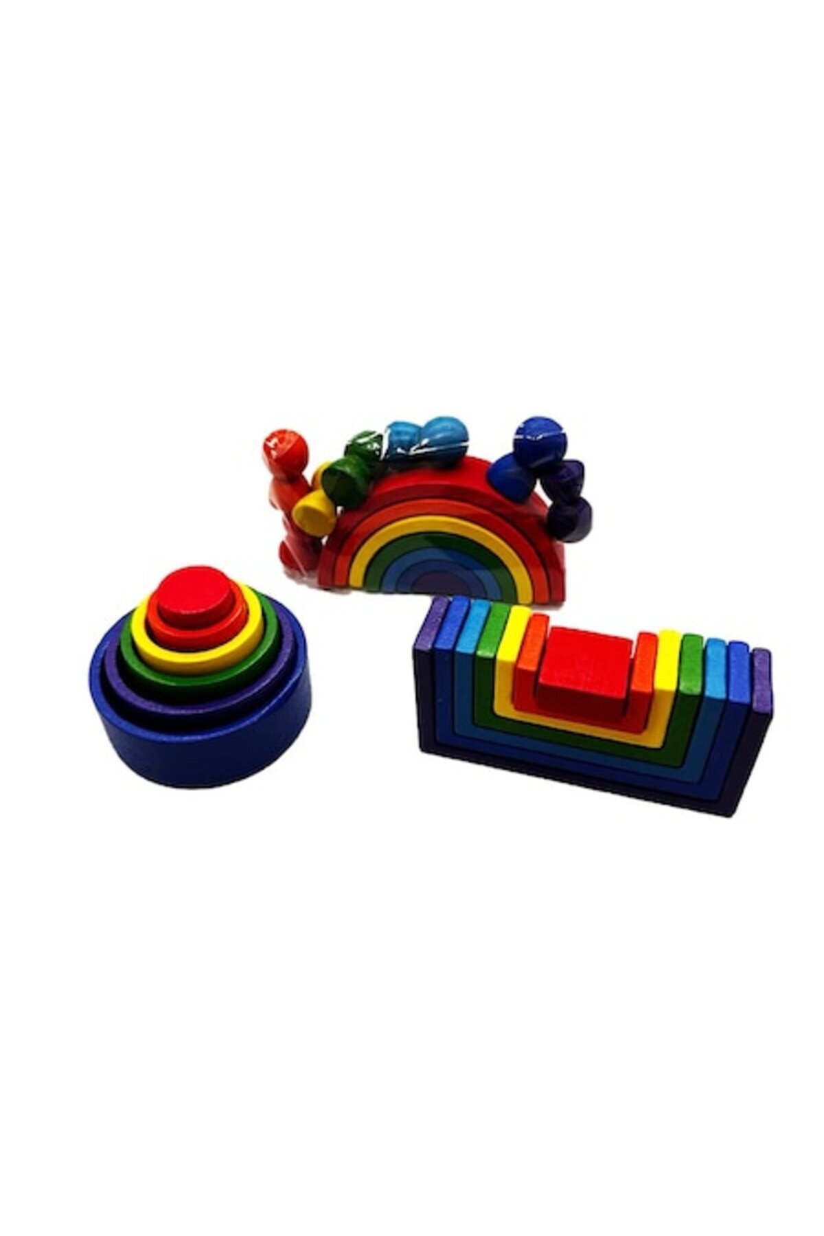 Vision XXI Montessori Wooden Toy Rainbow - Rainbow Building Blocks, 3 ...
