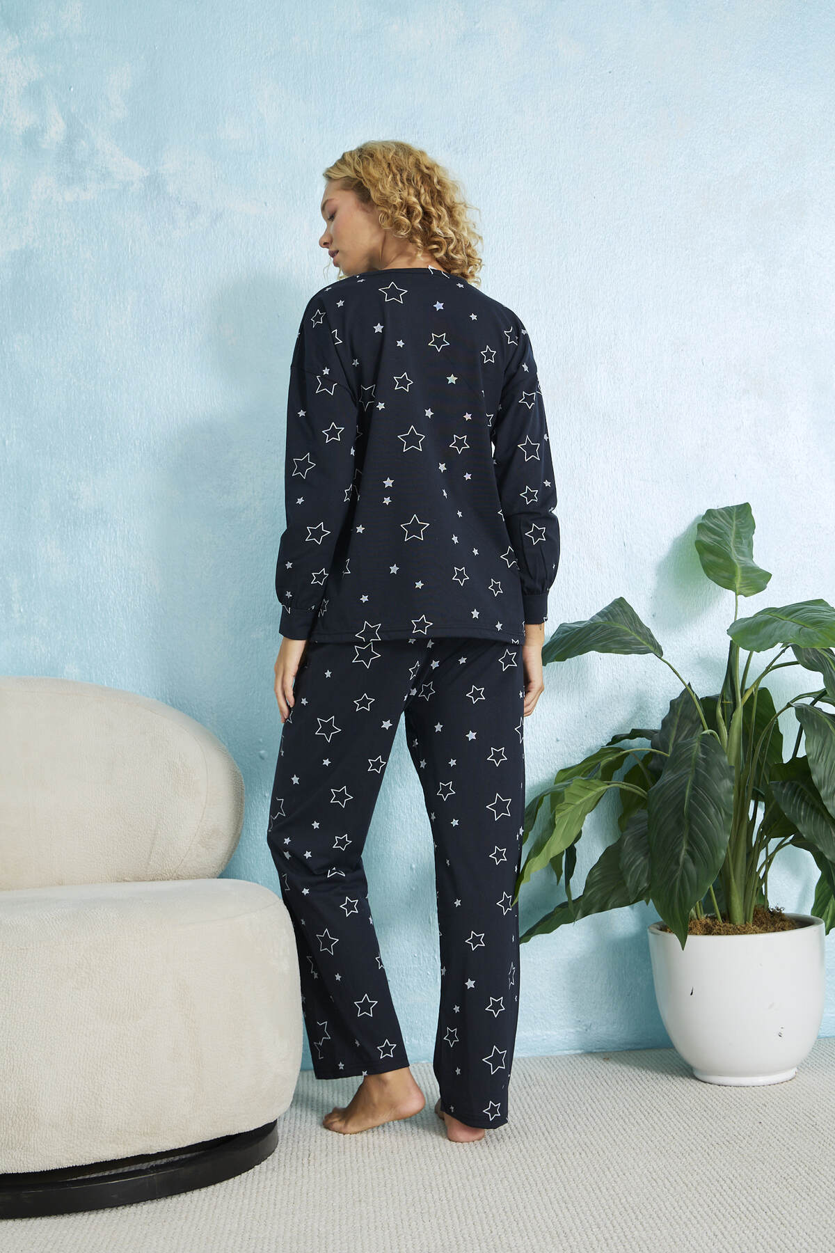 STELLAPİNK Yıldız Desenli Uzun Kollu Pijama Takımı görsel 7
