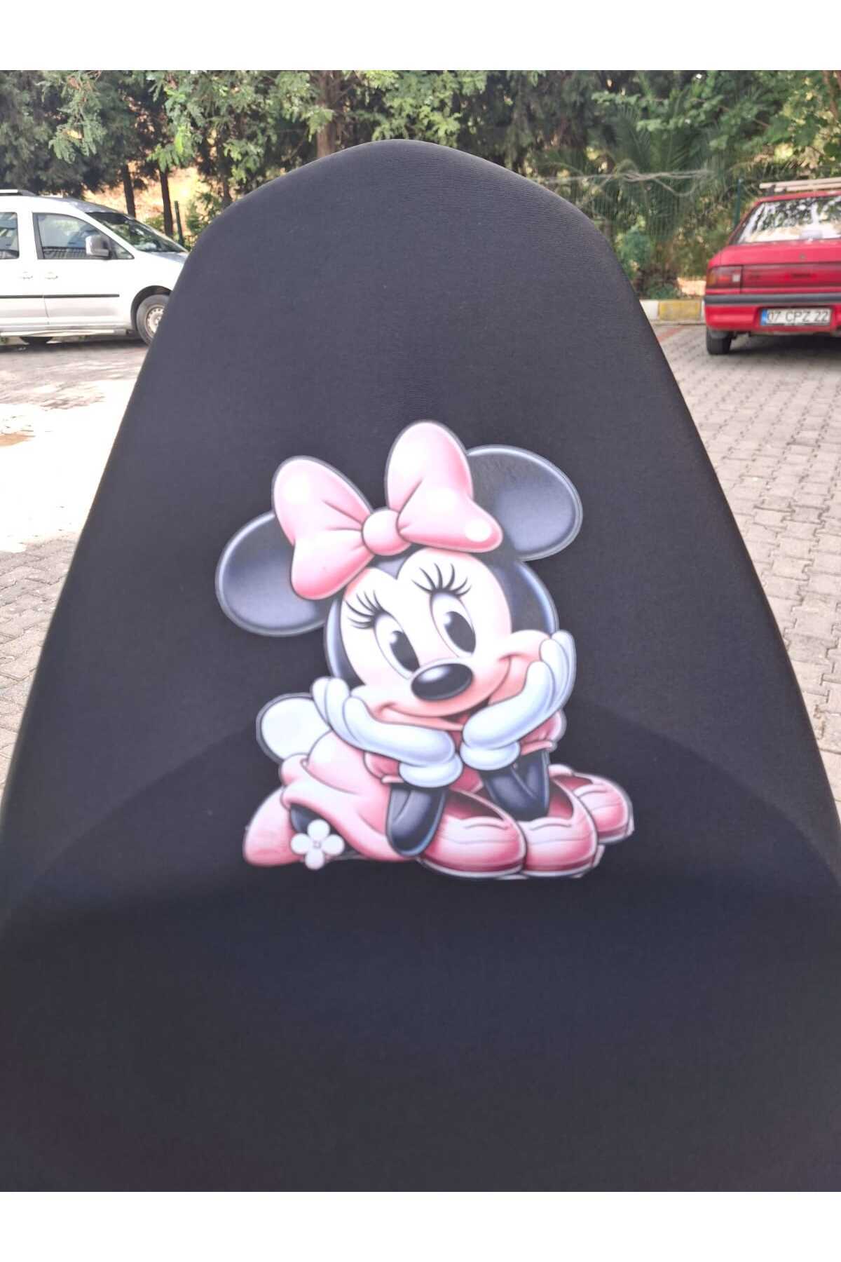 Utku Giyim Minnie Mouse DESENLİ HER MODELE UYUMLU MOTOSİKLET KOLTUK KILIFI SİYAH EKONOMİK
