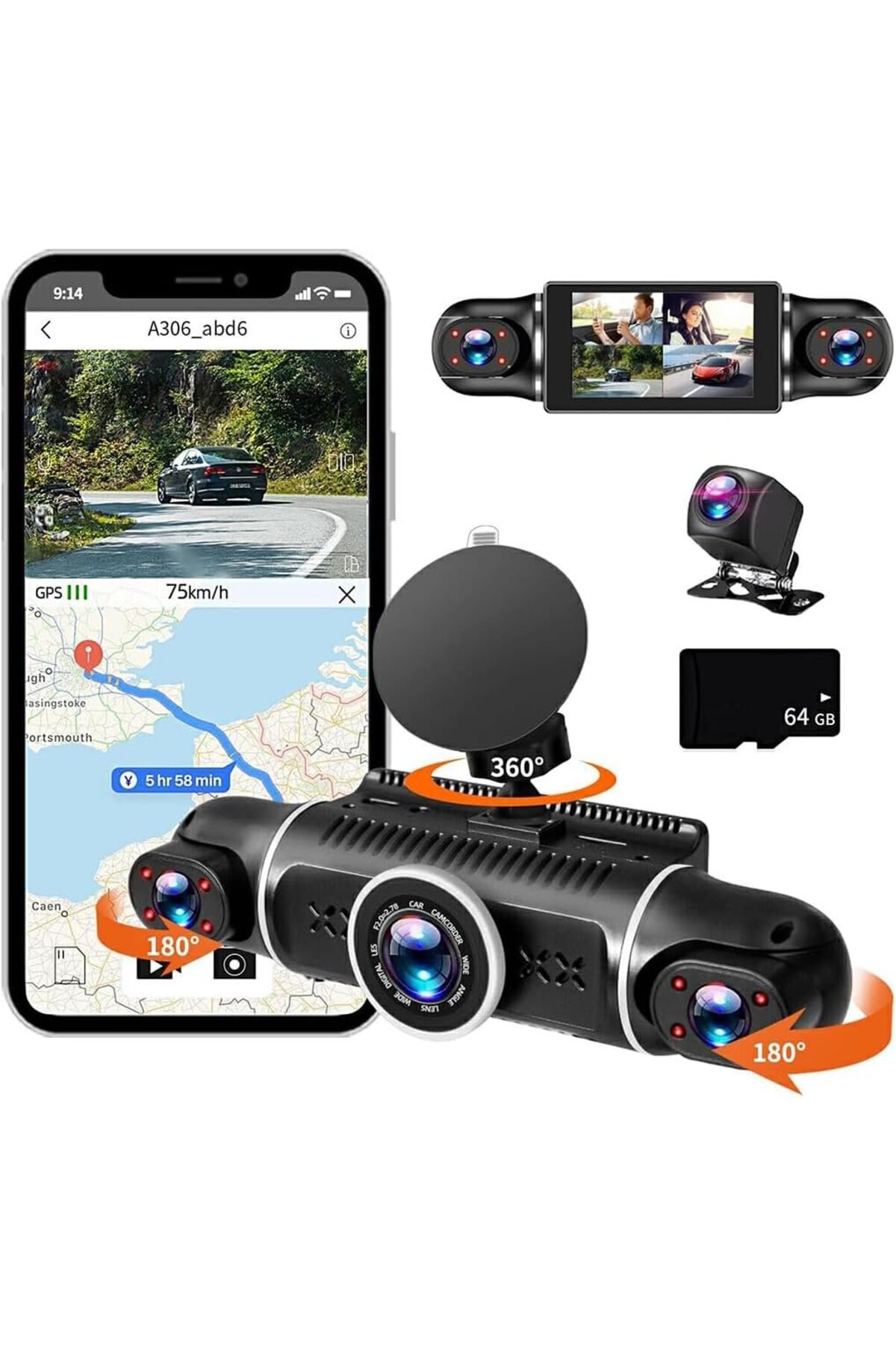 その他 RAYONEX MINI-KAYONEX 5G RAYNOX Araç Kamerası - 4 Kameralı - GPS Takip - G Sensör - 1080P