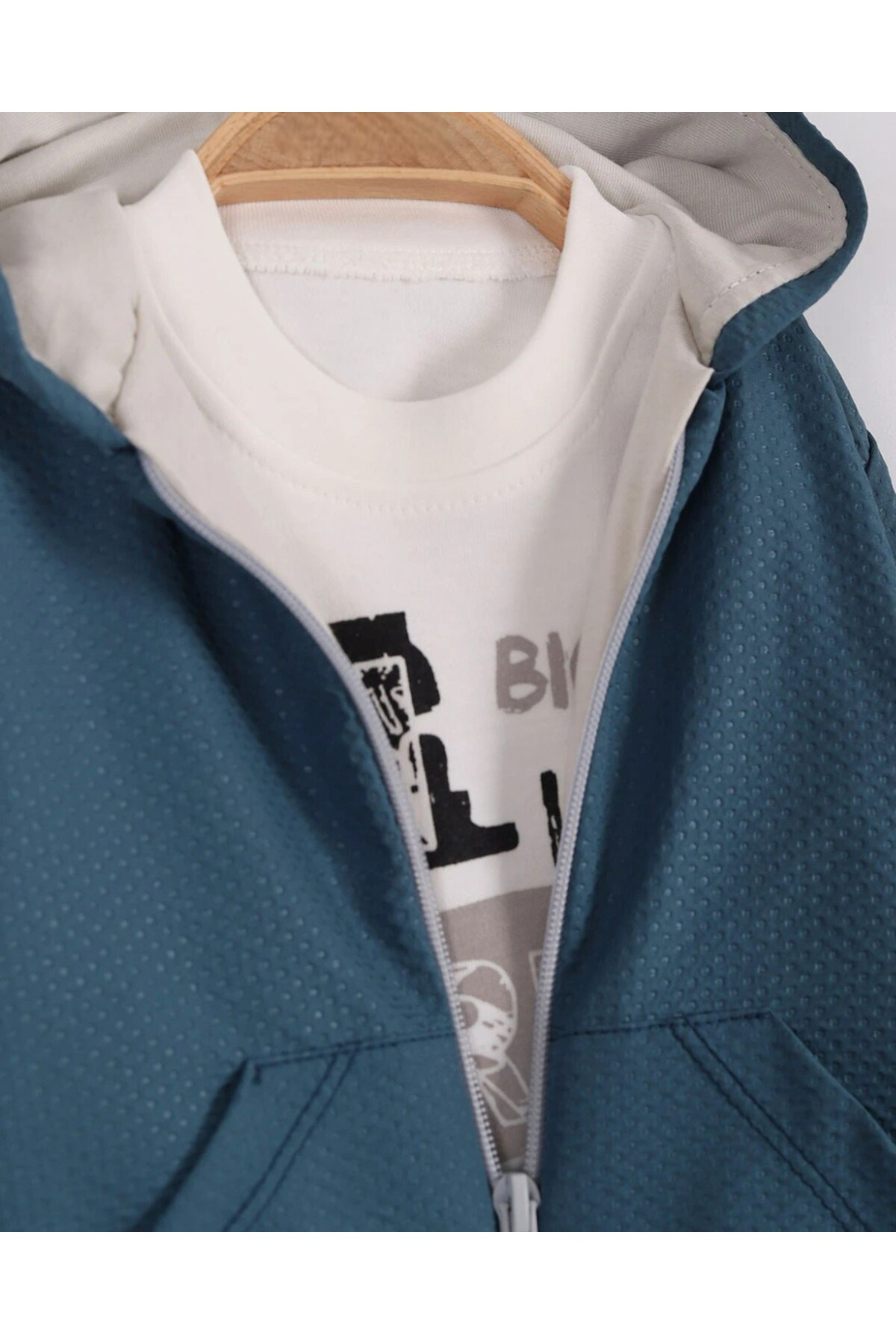 Ege Bebek Erkek Bebek Yağmurluklu Kapüşonlu, 3 Parça Mevsimlik Alt Üst Takım l 3-6-9-12-18 Ay fotoğrafı 4 (önizleme)