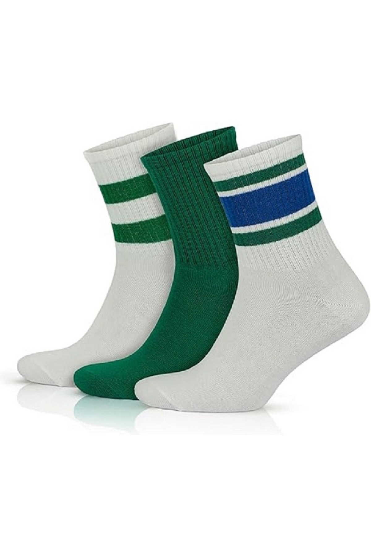 eleganzo 3'lü Pamuklu Çemberli Kısa Yarım Konç Yıkamalı Fitilli Kolej Tipi Tenis Spor Erkek Çorap 3501