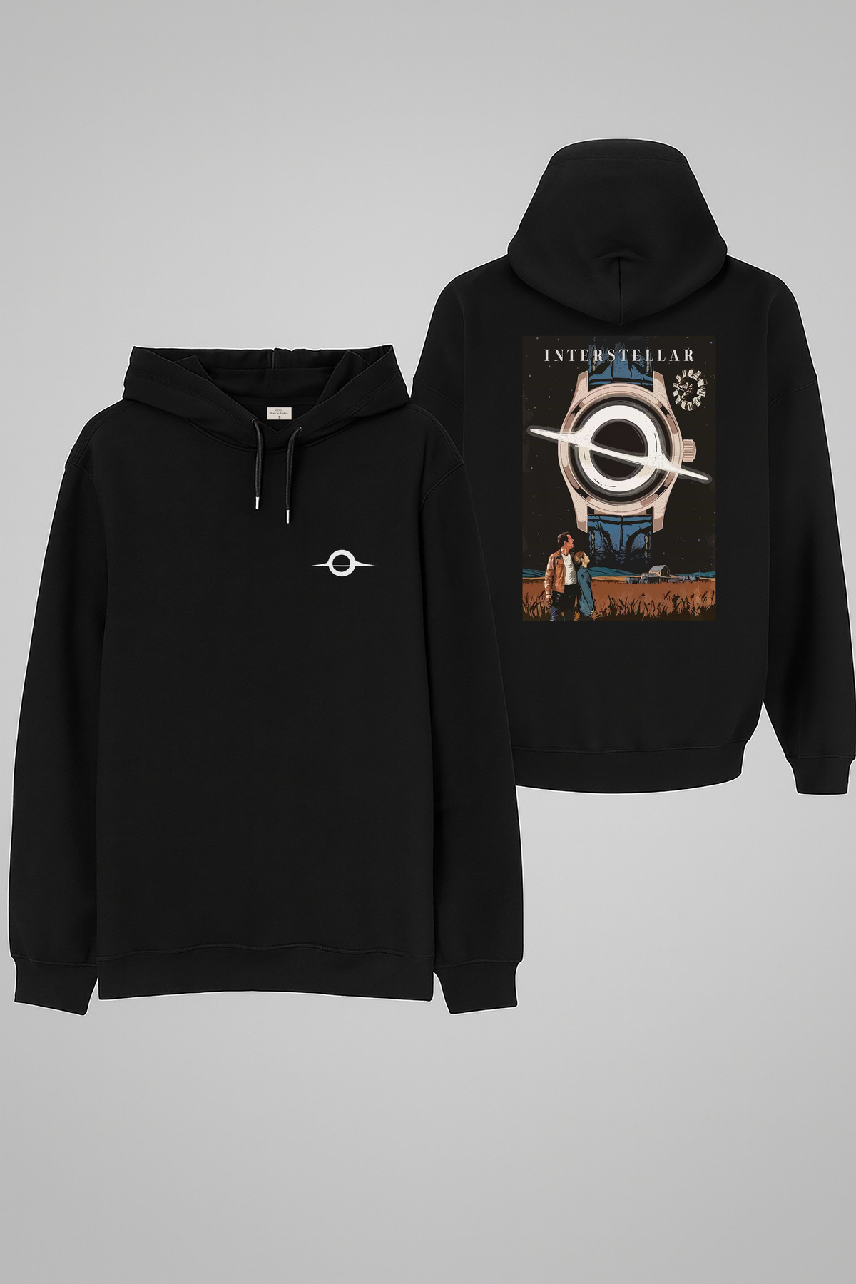 MODA Interstellar Printed Adult Black Hooded Hoodie Sweatshirt Hoodie