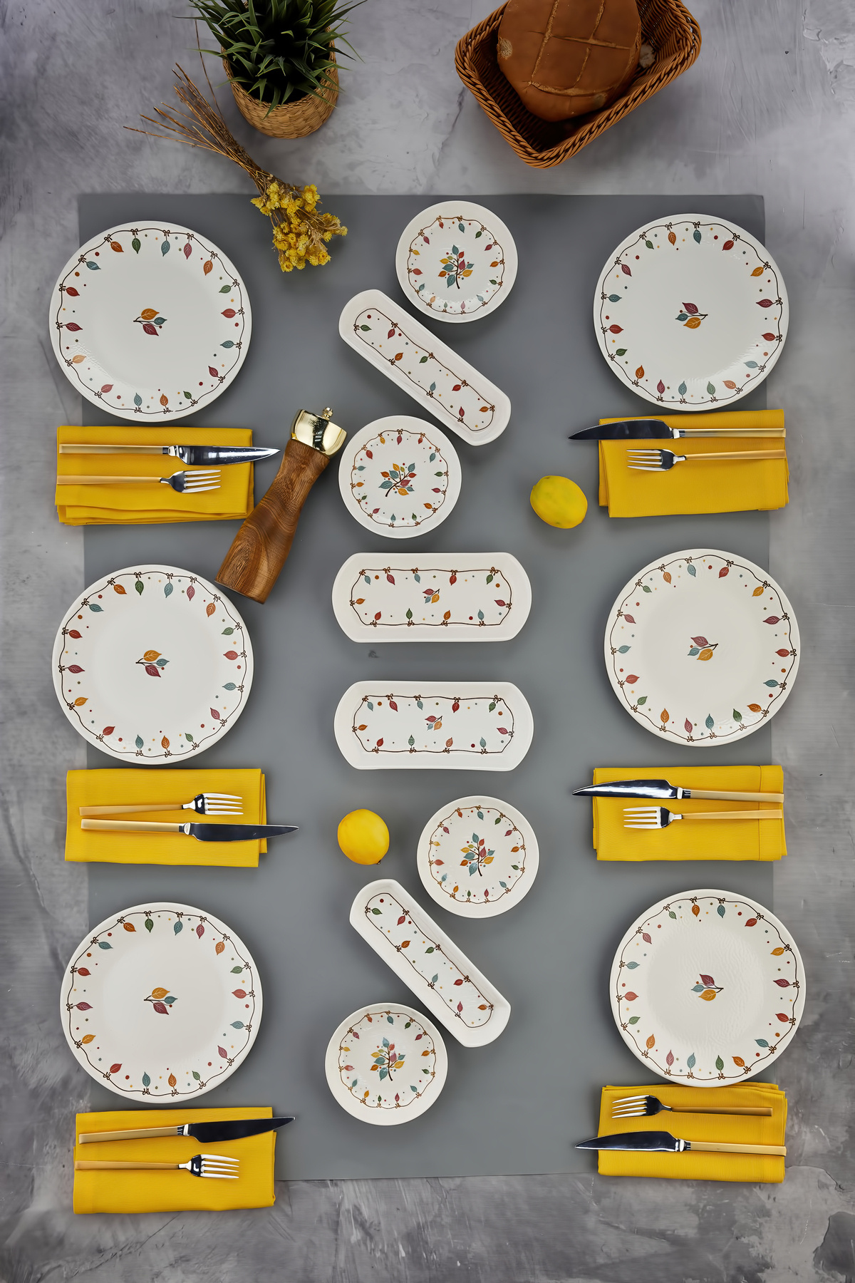 Babion Renkli Çiçek Motifli 14 Parça 6 Kişilik Kahvaltı Takımı – Canlı ve Zarif Sofralar İçin