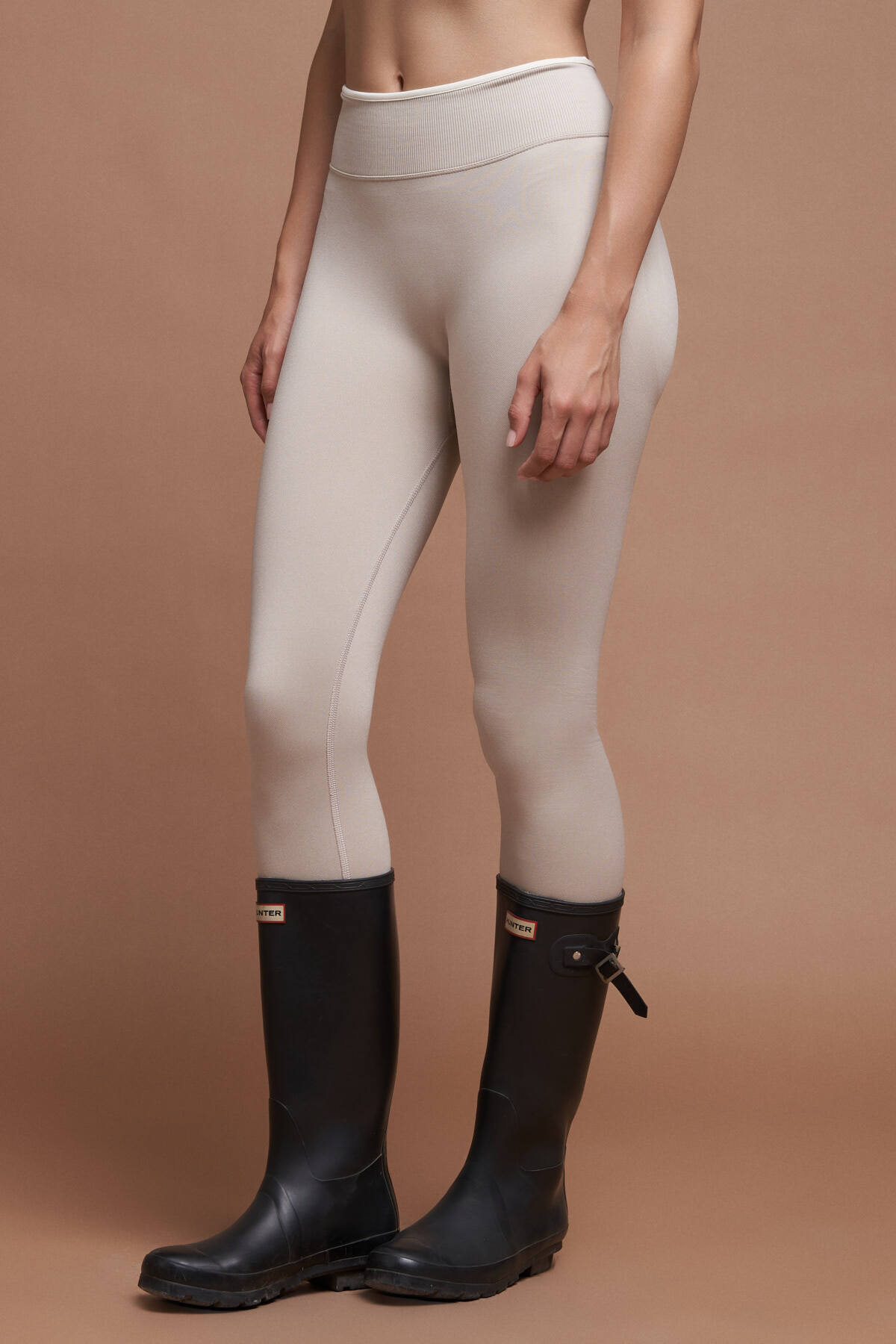 SESEH Sierra Gri Çift Renk Seamless Scrunch Toparlayıcı Spor Tayt görsel 3