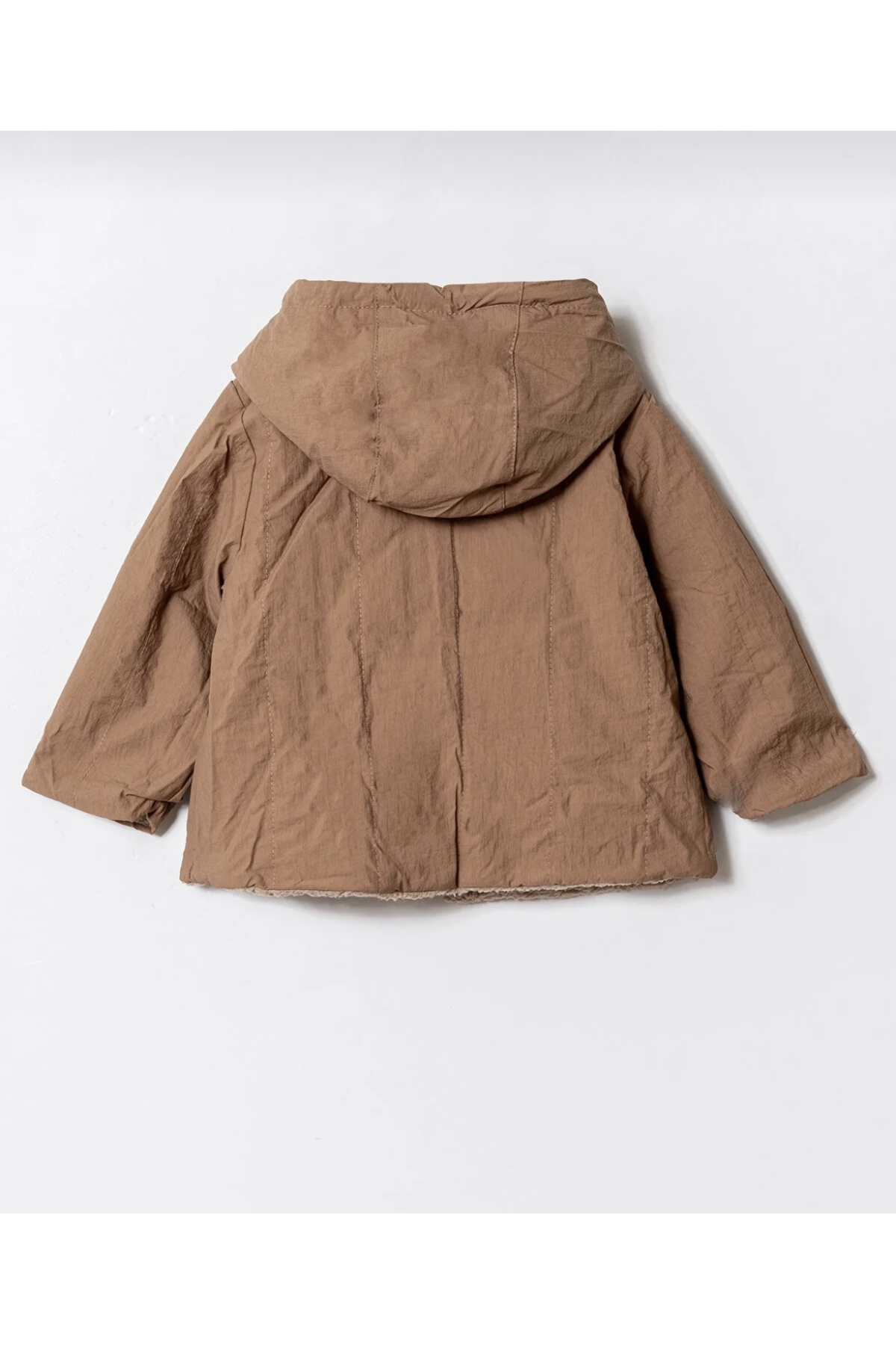 Verscon Bej Çift Taraflı Kapüşonlu Peluş Çocuk Montu –Sıcak Tutan Kışlık Mont 9Ay-4Yaş fotoğrafı 5 (önizleme)