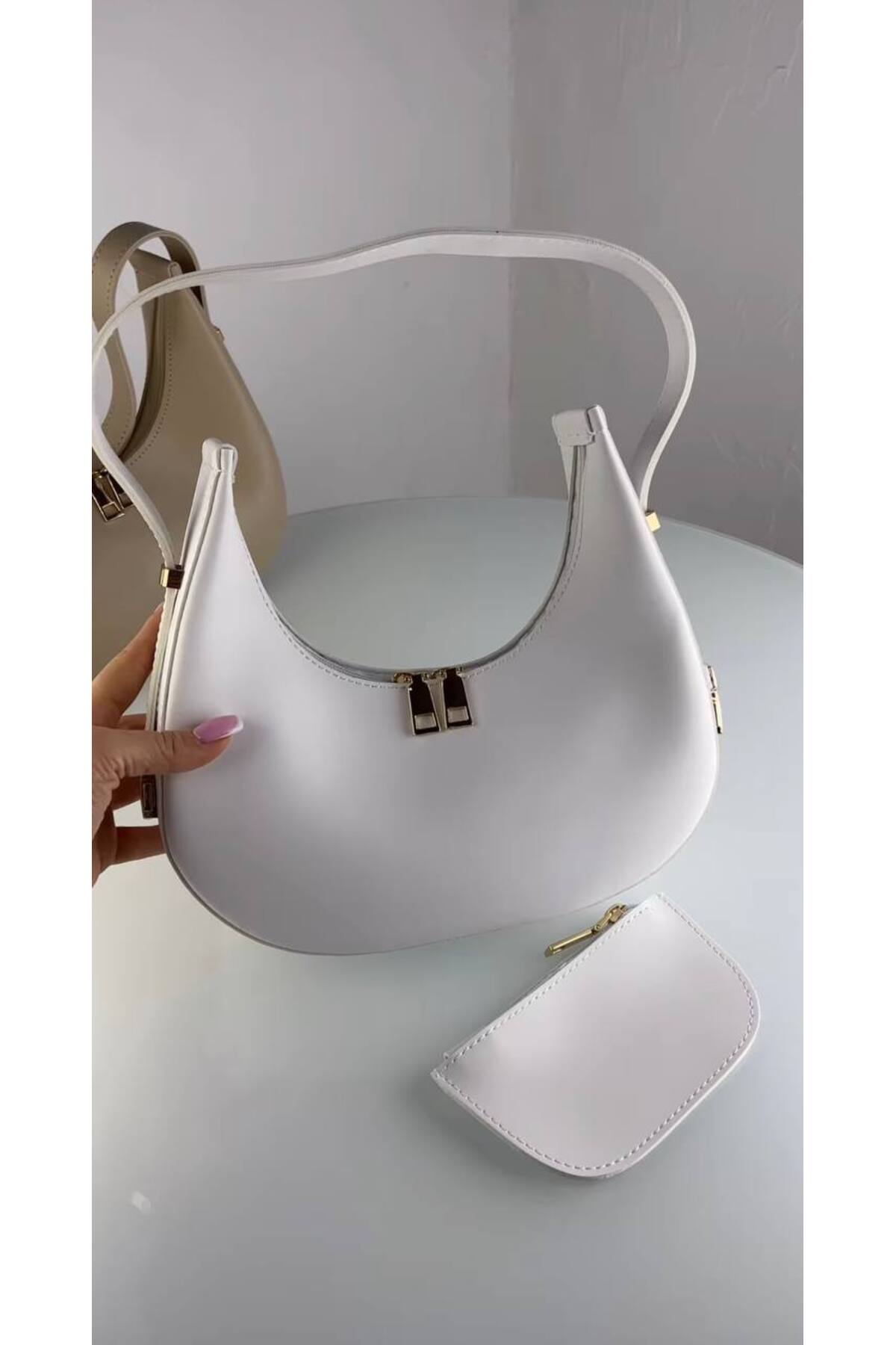 Beyaz CHERY Model Cüzdanlı Kadın Baget El ve Omuz Çantası görünüm 3