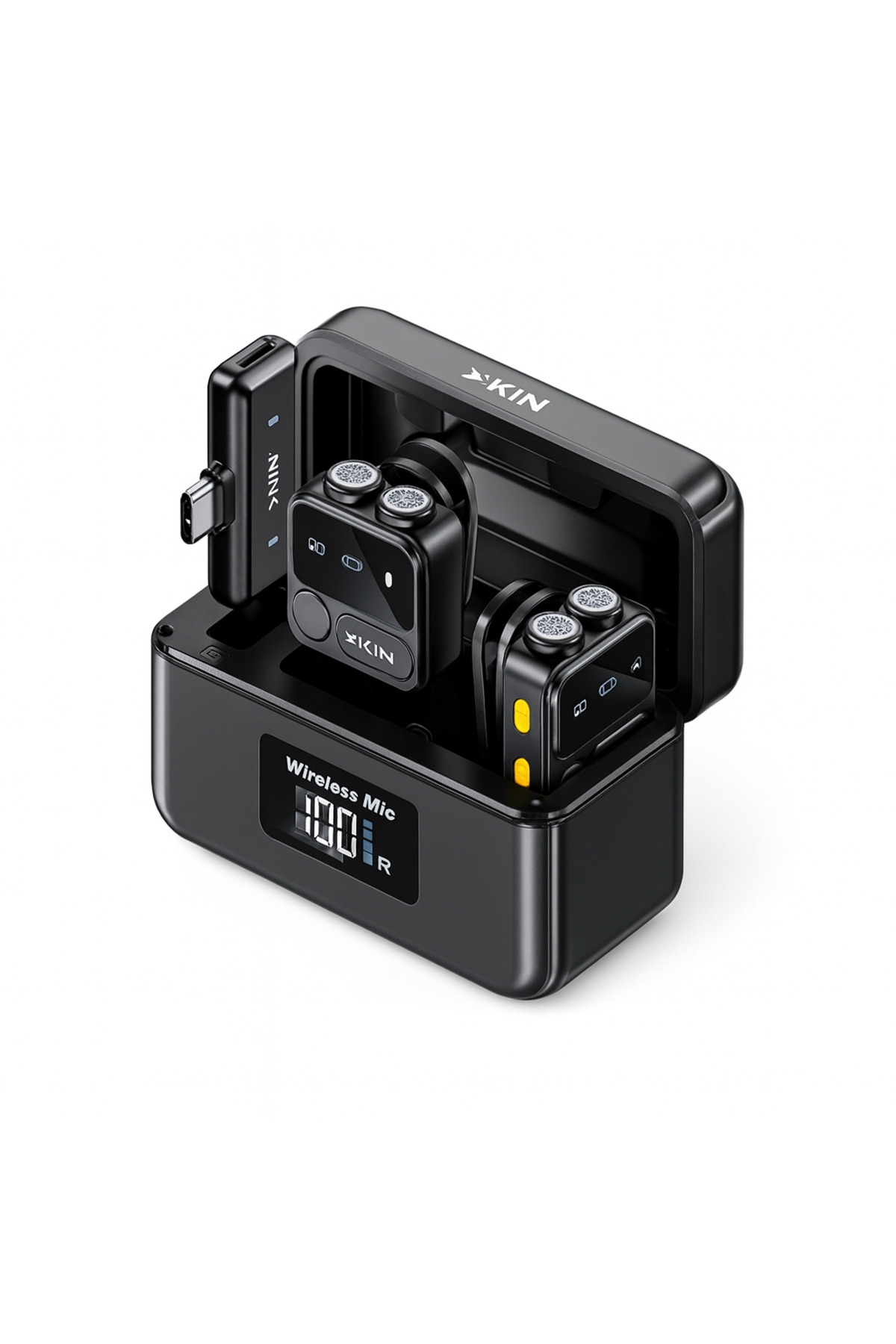 Bubitechh Kablosuz Lavalier Yaka Mikrofon Seti Çift Vericili Type-C Tak Çalıştır Video Kayıt Mikrofonu