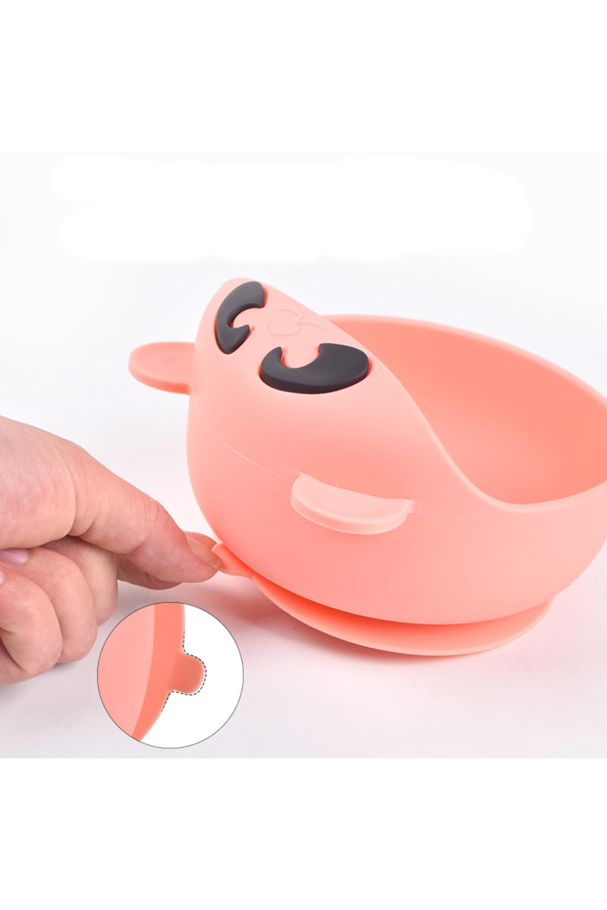 jojobebek Pembe Premium Çocuk Vakumlu Silikon Beslenme Mama Kase, Paslanmaz Çelik Çatal-Kaşık /9+ Ay fotoğrafı 2 (önizleme)