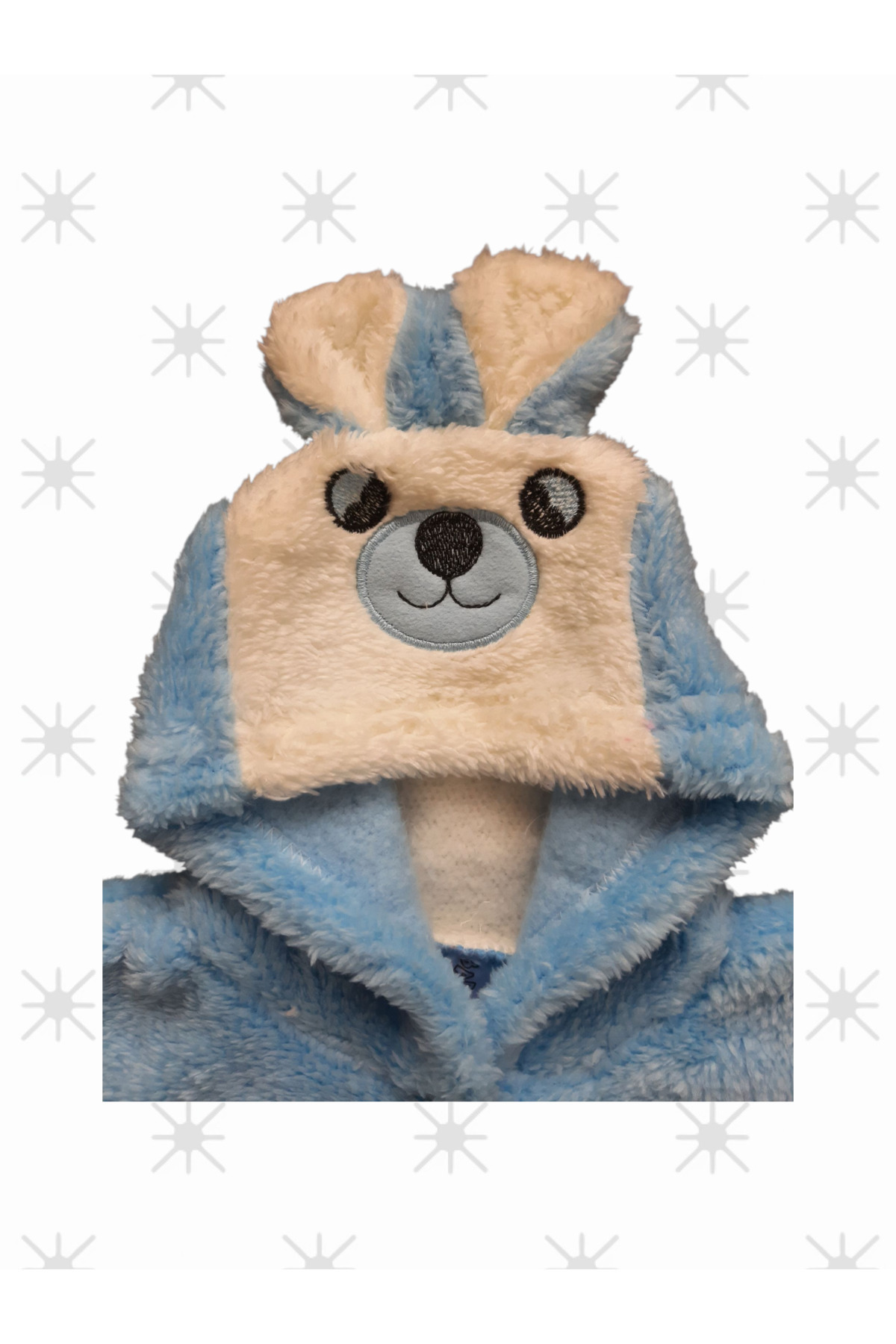 eomix kids Bebek tulum kışlık welsoft peluş şapkalı ayı figürü nakışlı erkek fotoğrafı 2 (önizleme)