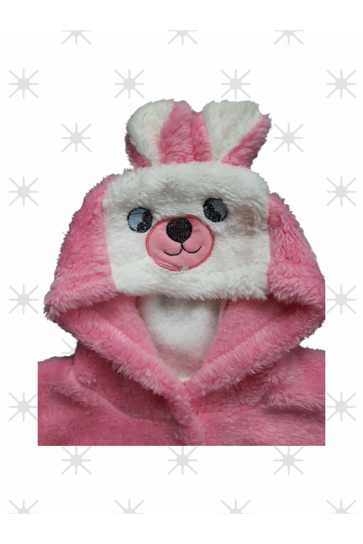 eomix kids Bebek tulum kışlık welsoft peluş şapkalı ayı figürü nakışlı kız fotoğrafı 2 (önizleme)