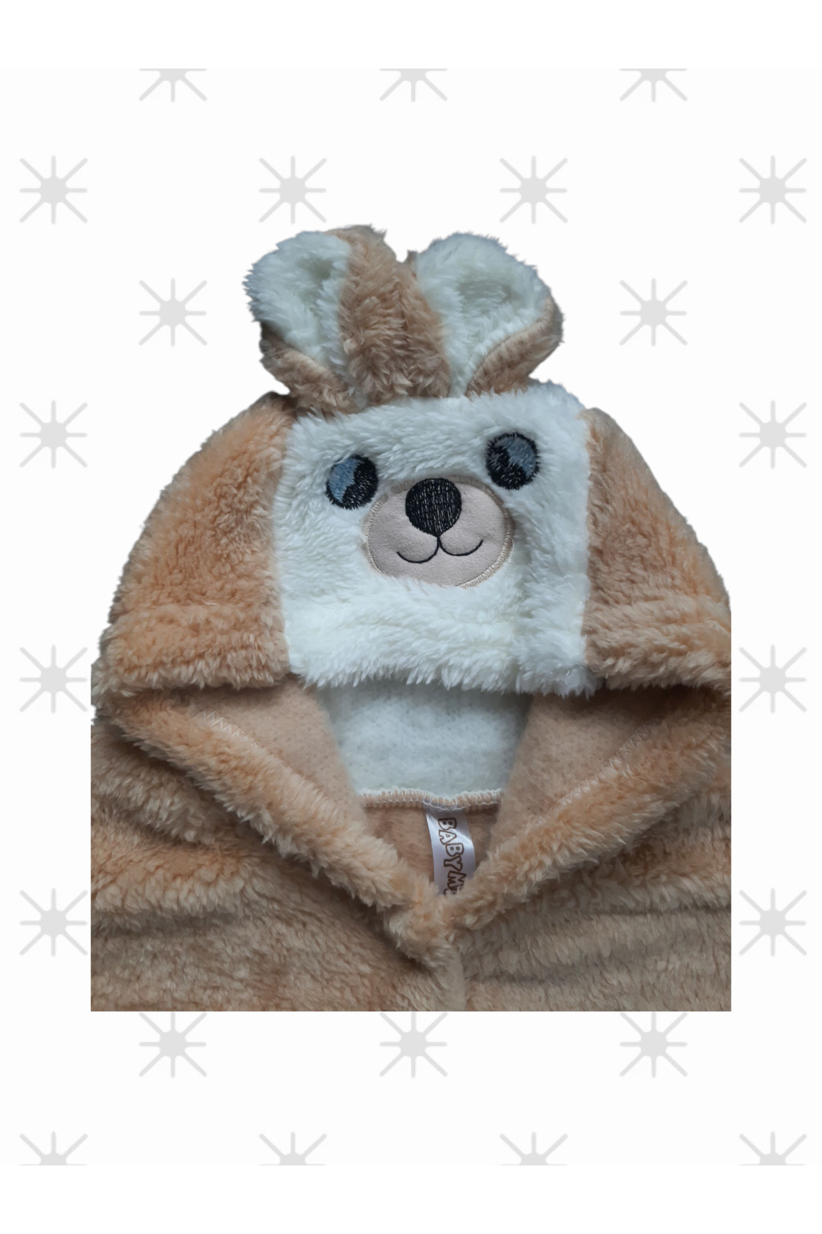 eomix kids Bebek tulum kışlık welsoft peluş şapkalı ayı figürü nakışlı fotoğrafı 2 (önizleme)