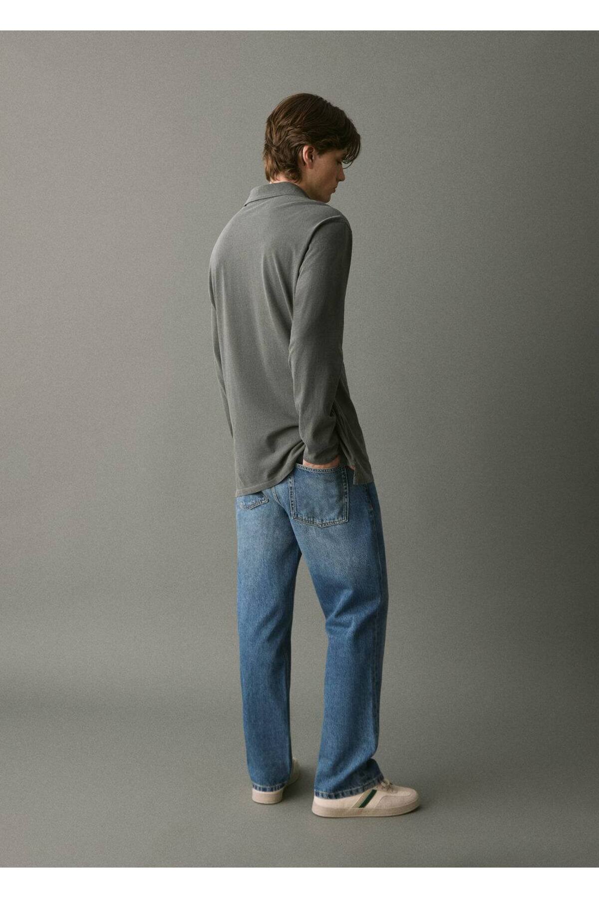 Mango Teen Düz kesimli pamuklu jean pantolon görsel 4
