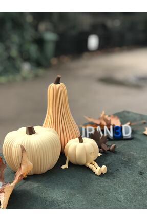 shop Sonbahar Temalı 3D Baskı Balkabağı Dekor Seti – Pilli Işıklı Mumluk (PLA...