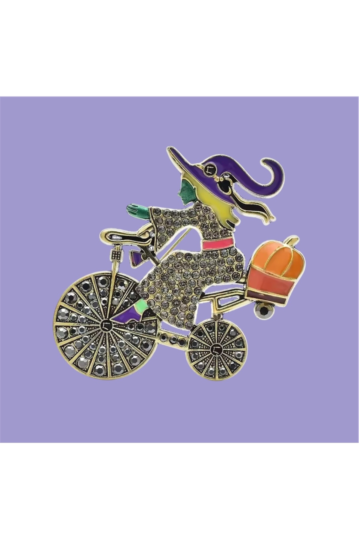 Bicycle Witch Brooch
