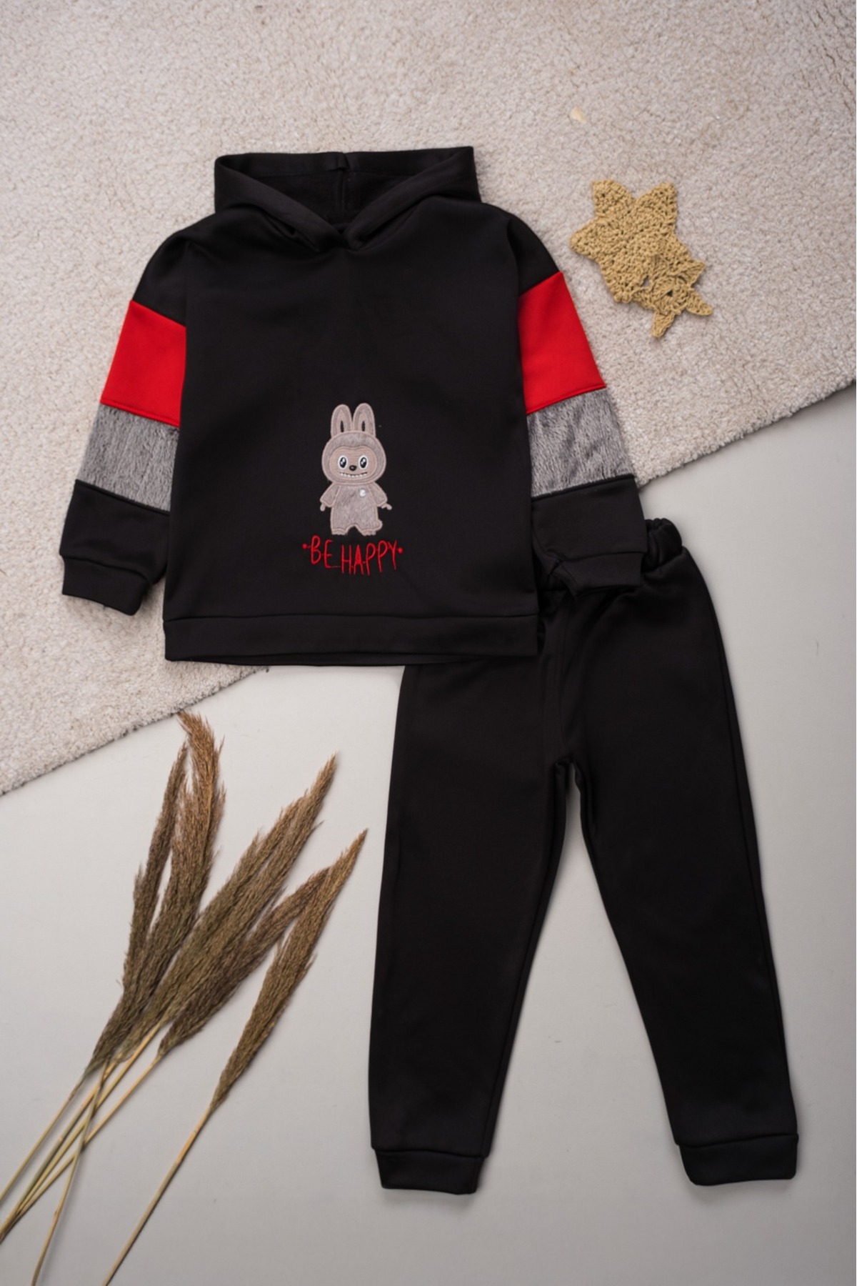 Oz Baby Kışlık 2-5 Yaş Unisex Skuba Kumaş Polar Astarlı Tavşan Nakışlı Bebek ve Çocuk Eşofman Takımı fotoğrafı 3 (önizleme)