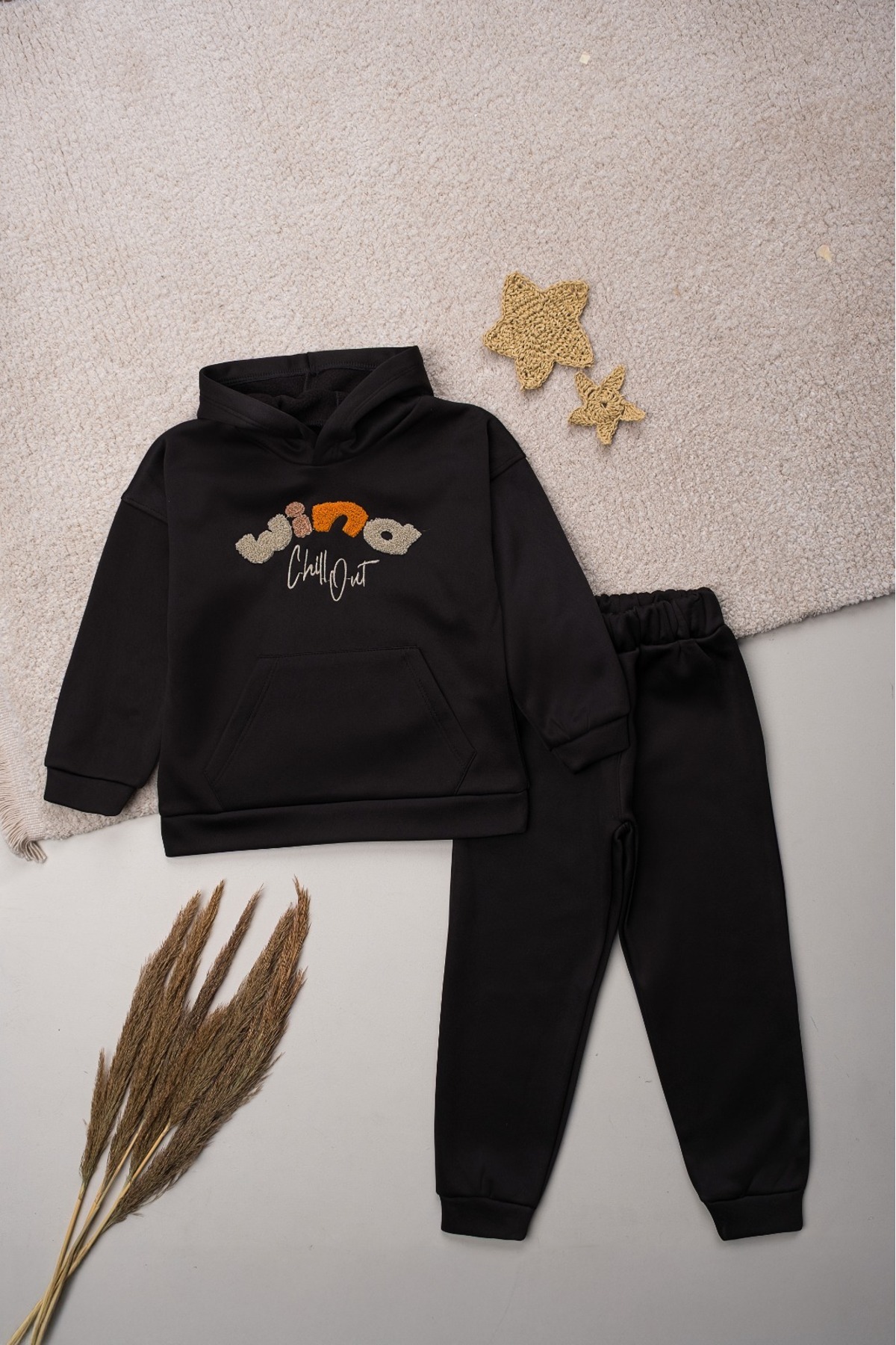 Oz Baby Kışlık Unisex Skuba Kumaş Polar Astarlı Süzene Nakışlı Kapüşonlu Bebek ve Çocuk Takımı fotoğrafı 5 (önizleme)