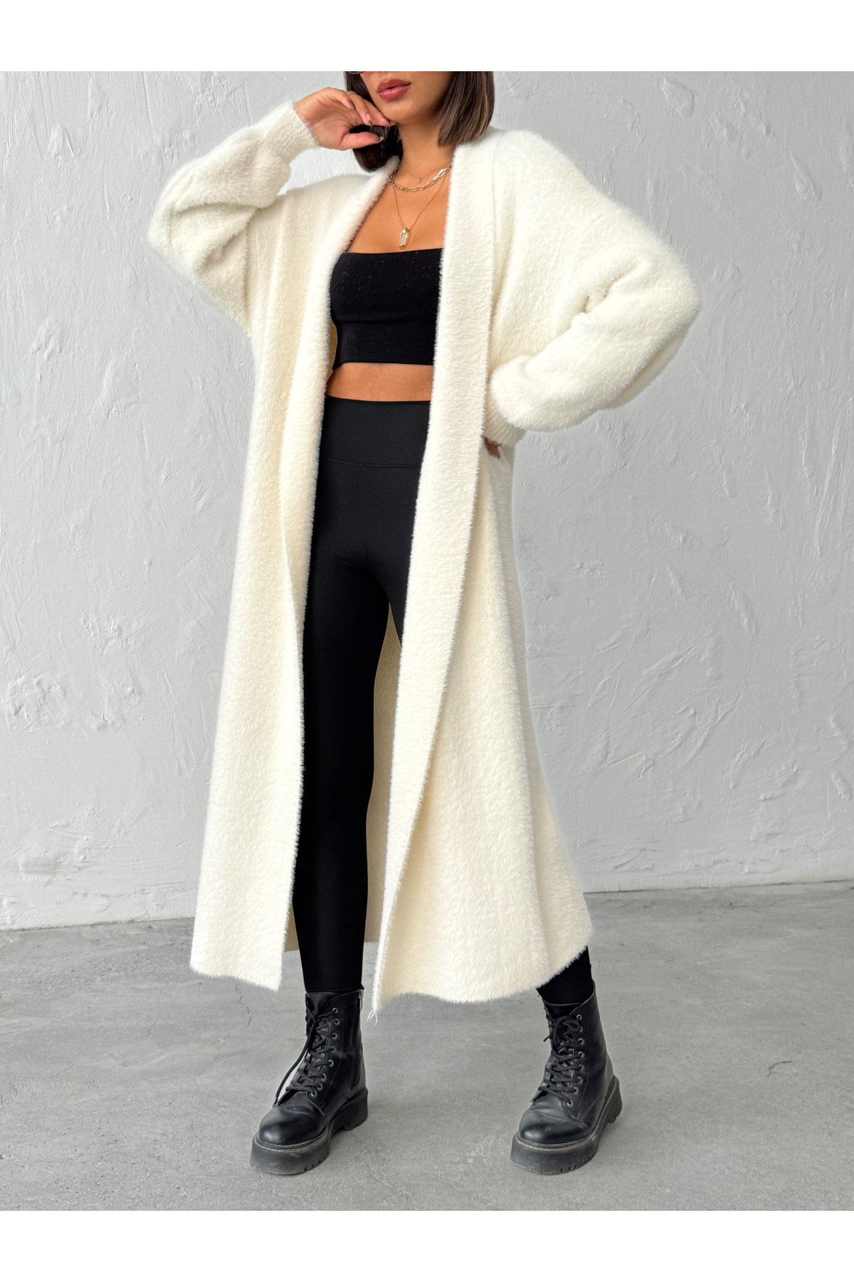 BEJNA Жіночий м'який трикотажний кардиган екрю