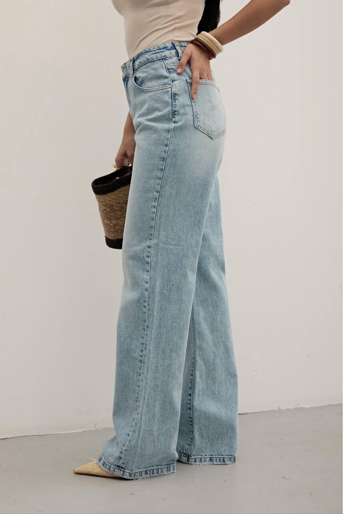 ZDN JEANS Kadın Straight Fit Buz Mavi Jean W-1701 görsel 6