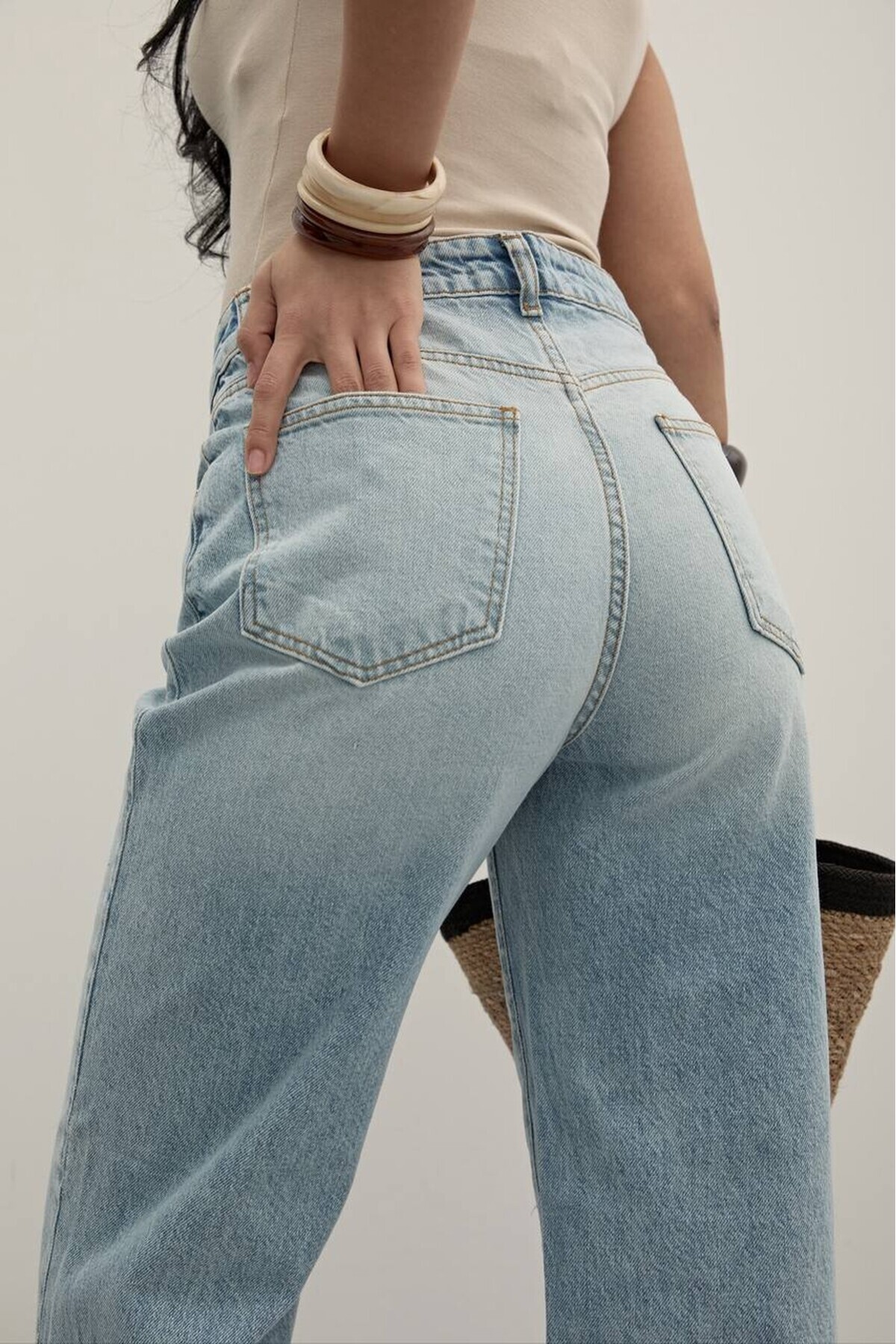 ZDN JEANS Kadın Straight Fit Buz Mavi Jean W-1701 görsel 8