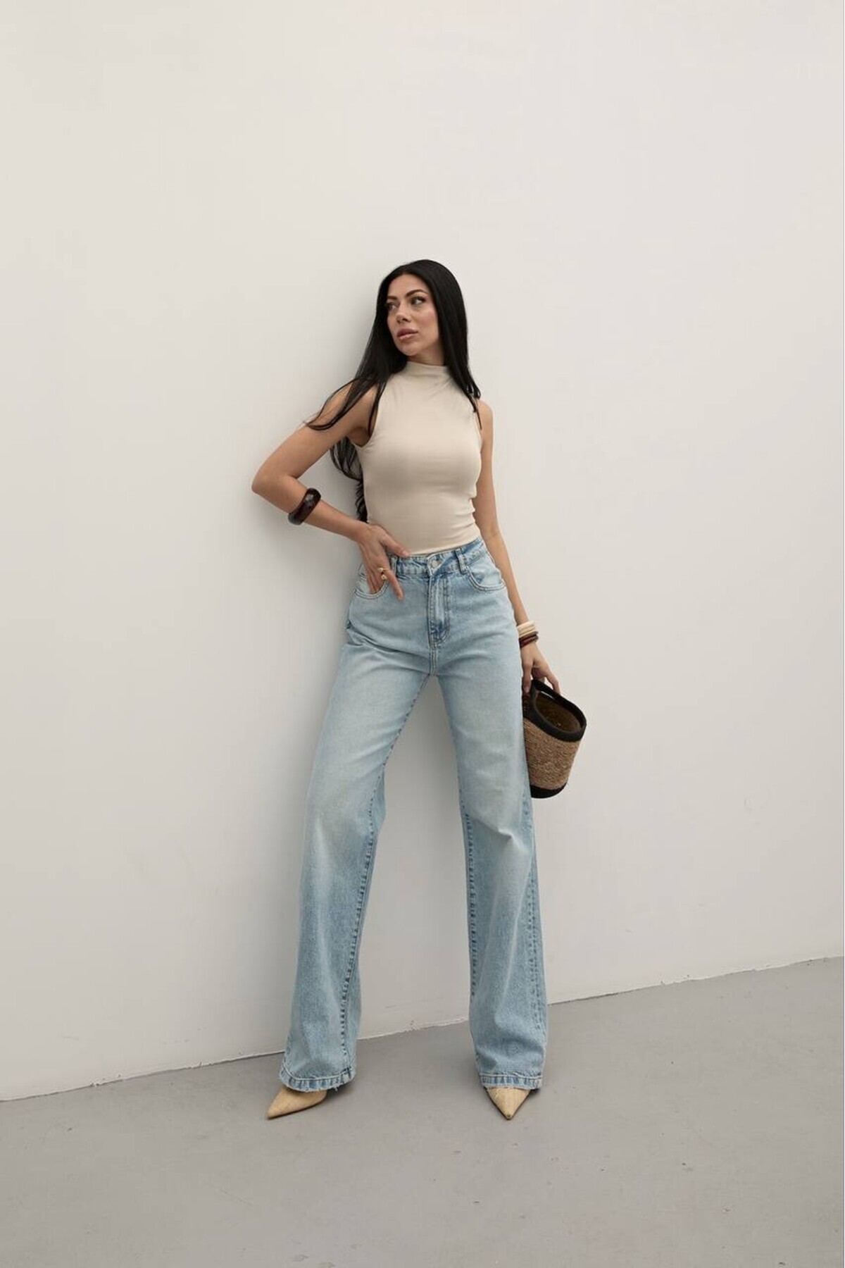 ZDN JEANS Kadın Straight Fit Buz Mavi Jean W-1701 görsel 3