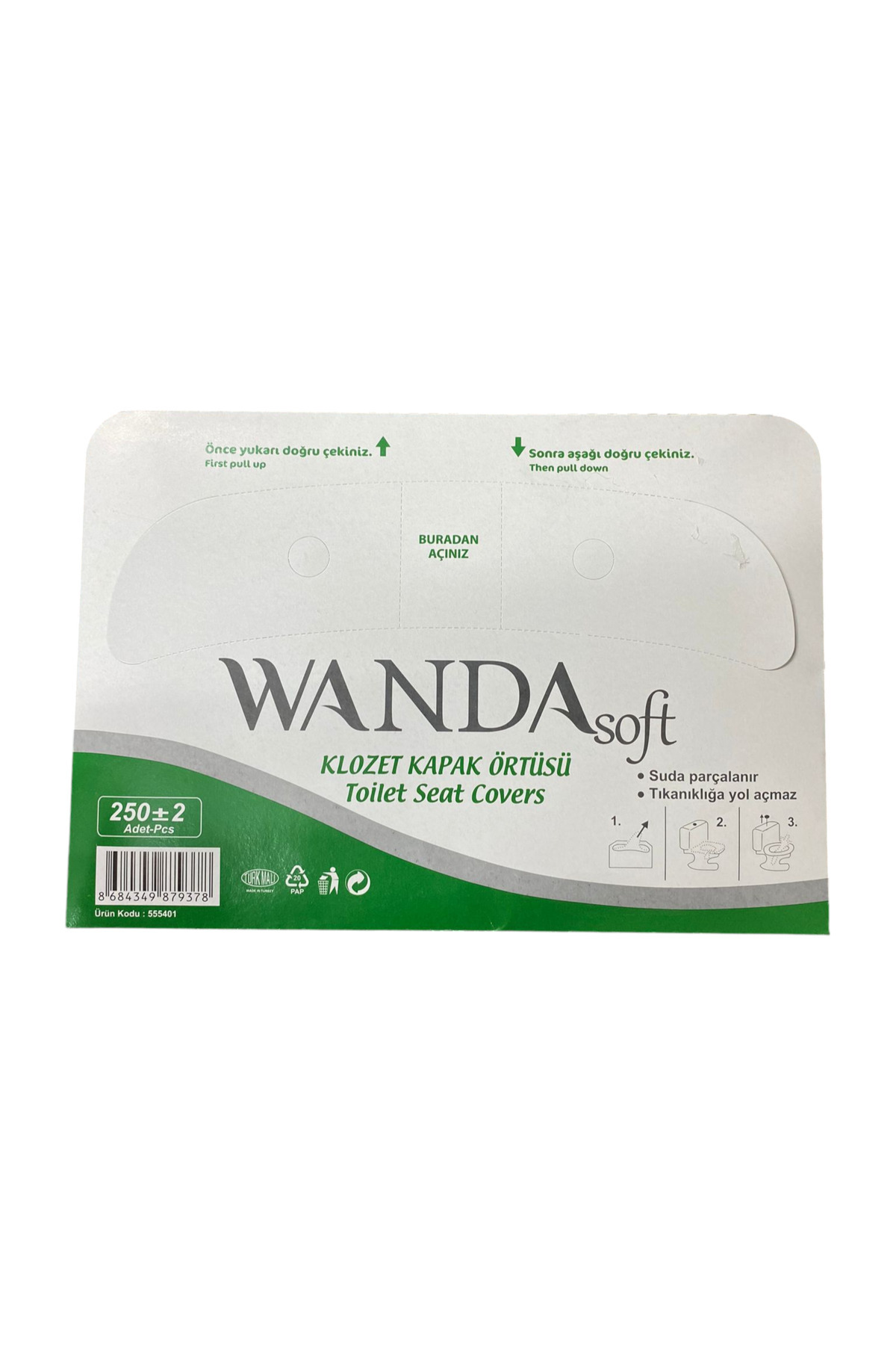 Wanda soft Klozet Kapak Örtüsü | 250 Adet Tek Kullanımlık, Suda Çözünebilen & Hijyenik Tuvalet Örtüsü