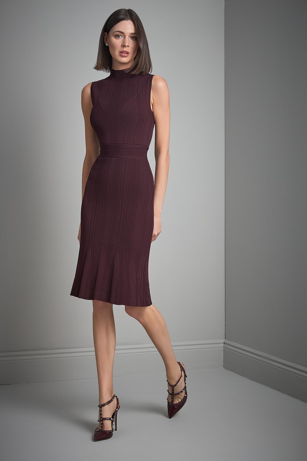 Join Us  Ribana Örgü Bordo Midi Triko Elbise - Görsel 3