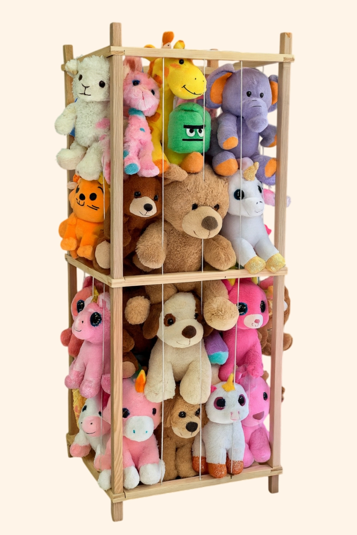 LIFENZO Oyuncak Saklama Kutusu – Ahşap Montessori Oyuncak Düzenleyici, Peluş Depolama Standı