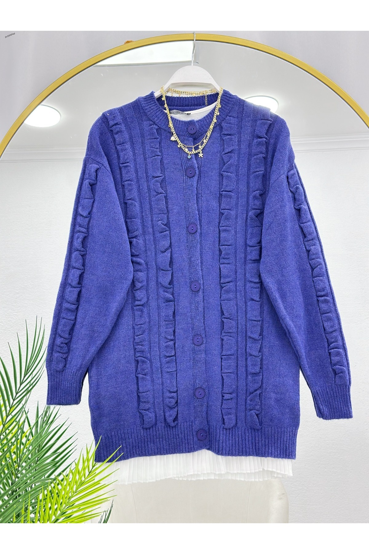 YEDİLALE FIRFIR DETAYLI DÜĞMELİ TRİKO HIRKA [ 78 cm ort]