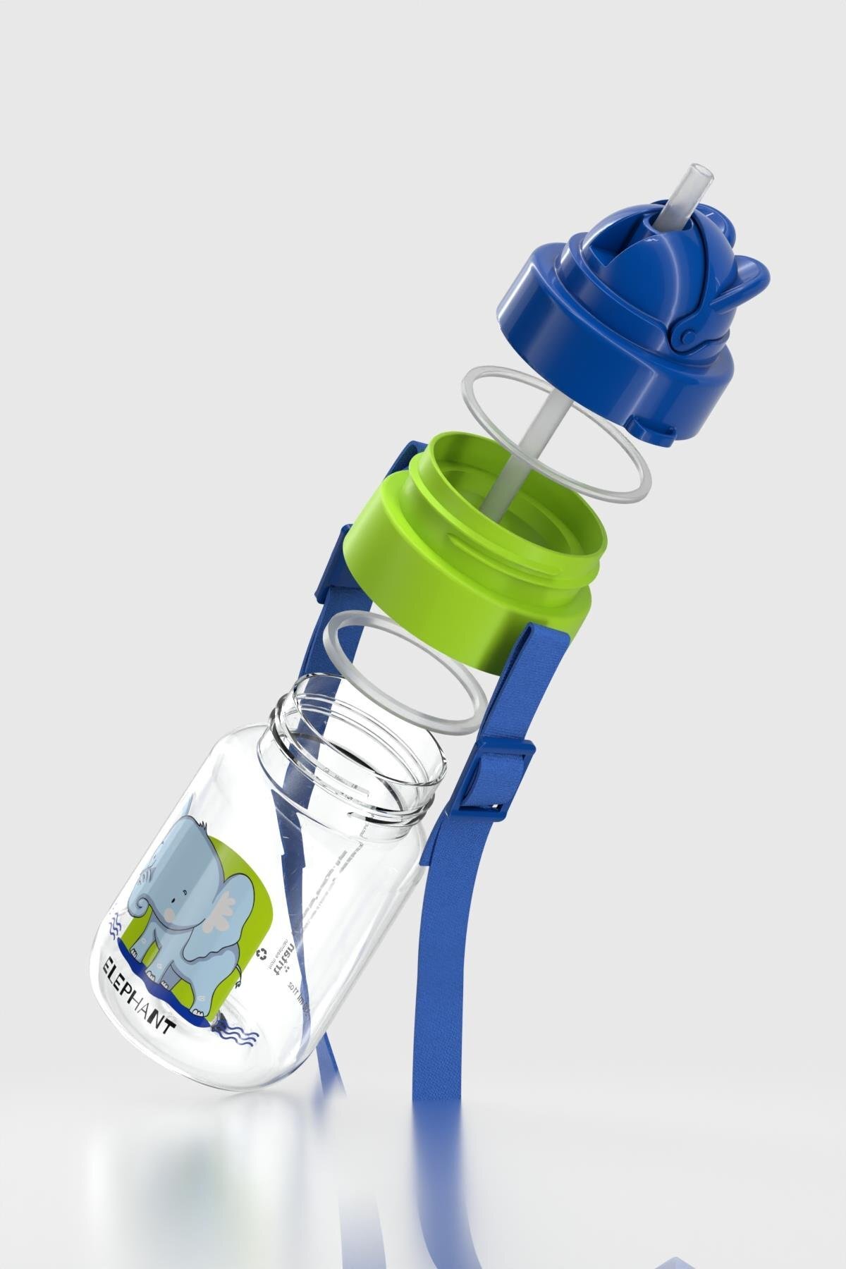 Renga Taffy Desenli 330 ml Askılı Pipetli Tritan Bebek Suluk 222056 Mavi fotoğrafı 4 (önizleme)