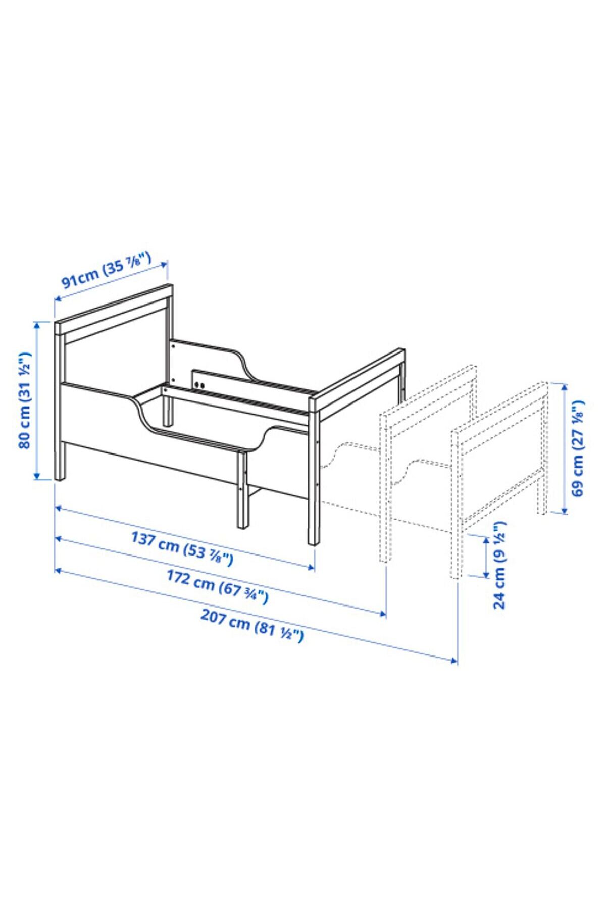 hobiurun Uzayabilen çocuk karyolası, gri, 80x200 cm fotoğrafı 4 (önizleme)
