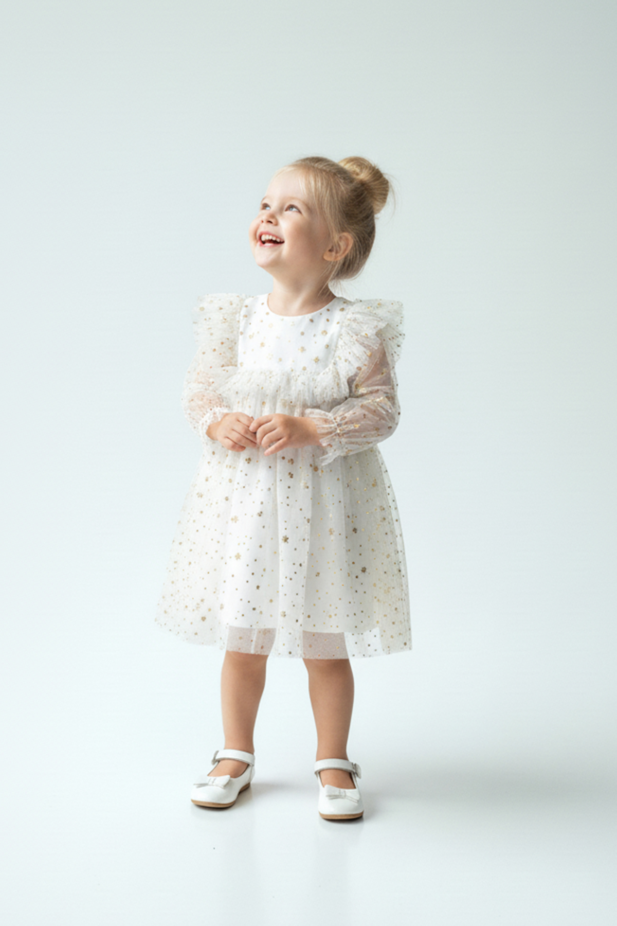 Baby Animals Kız Bebek Elbise Kız Çocuk Elbise Doğum Günü Parti Düğün Elbise Uzun Kollu Astarlı Elbise fotoğrafı 4 (önizleme)