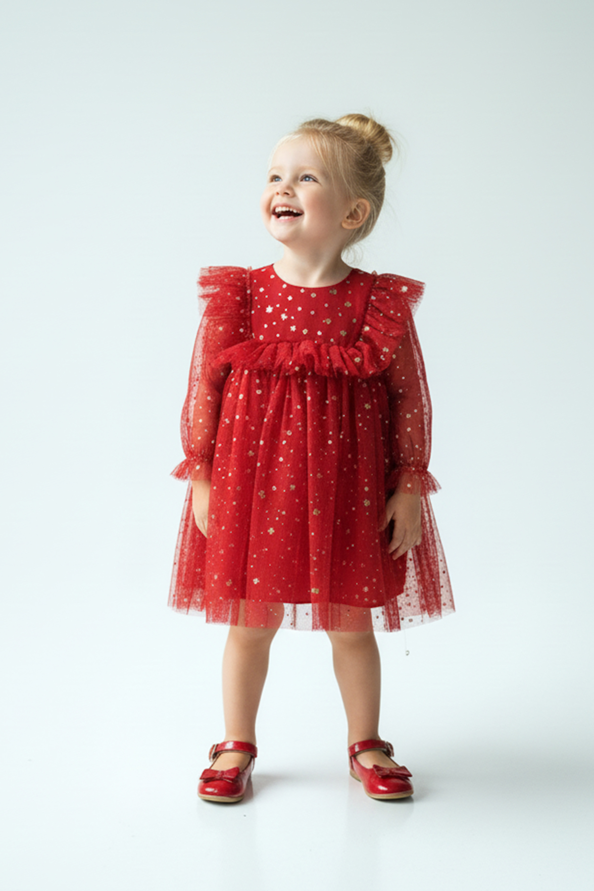 Baby Animals Kız Bebek Elbise Kız Çocuk Elbise Doğum Günü Parti Düğün Elbise Uzun Kollu Astarlı Elbise fotoğrafı 3 (önizleme)