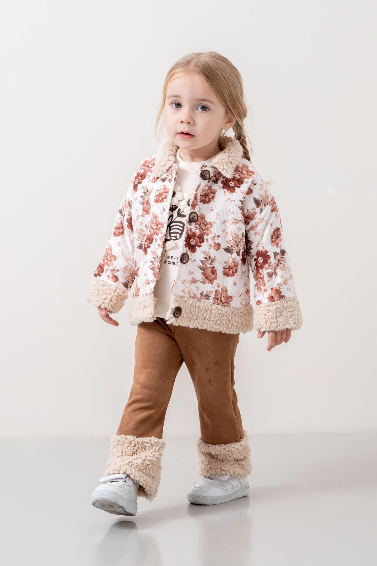 JNF kids Kız Bebek & Çocuk İçi Peluş Ceketli Pantolon 3^lü Takım fotoğrafı 3 (önizleme)