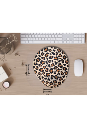 IVART Leopar Desenli Bileklik Destekli Oval Mouse Pad